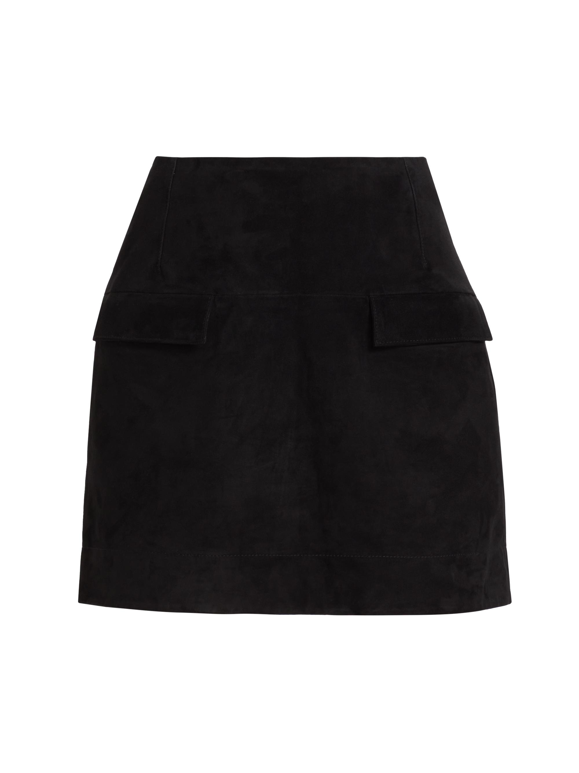 Loulou Studio Women's High-Waisted Suede Miniskirt - Black