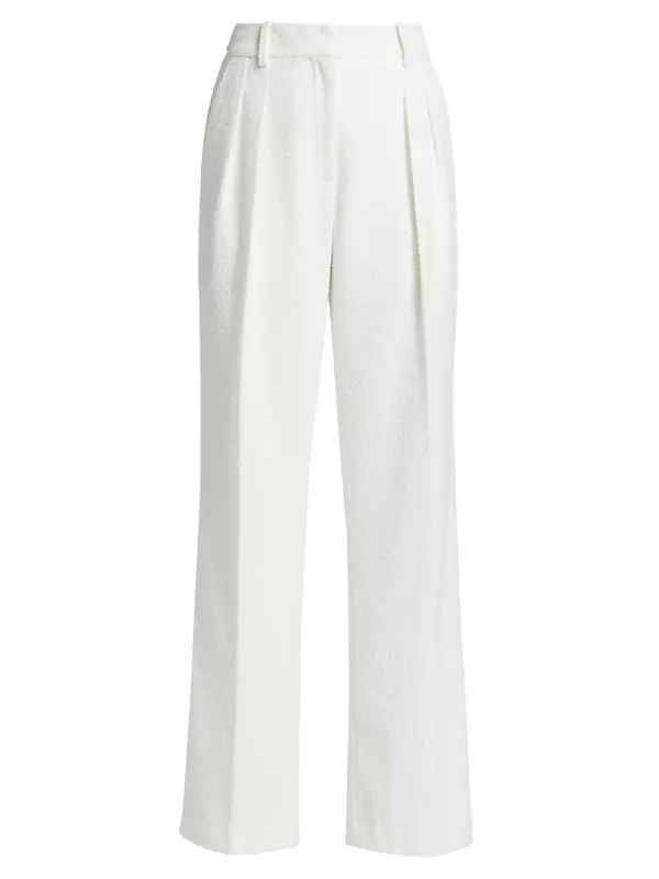 Ivory flat-front cuffed essential Side Zip Pants