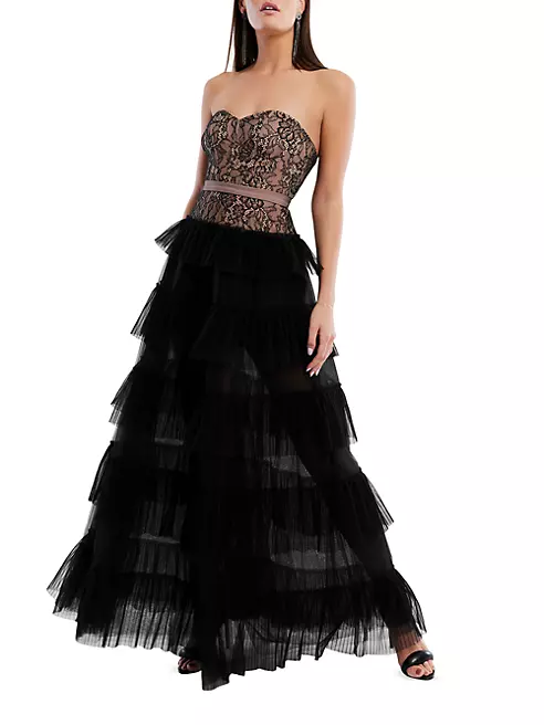 Balenciaga - Dresses - Women - M - Openback Lace and Tulle Mini Dress - Black