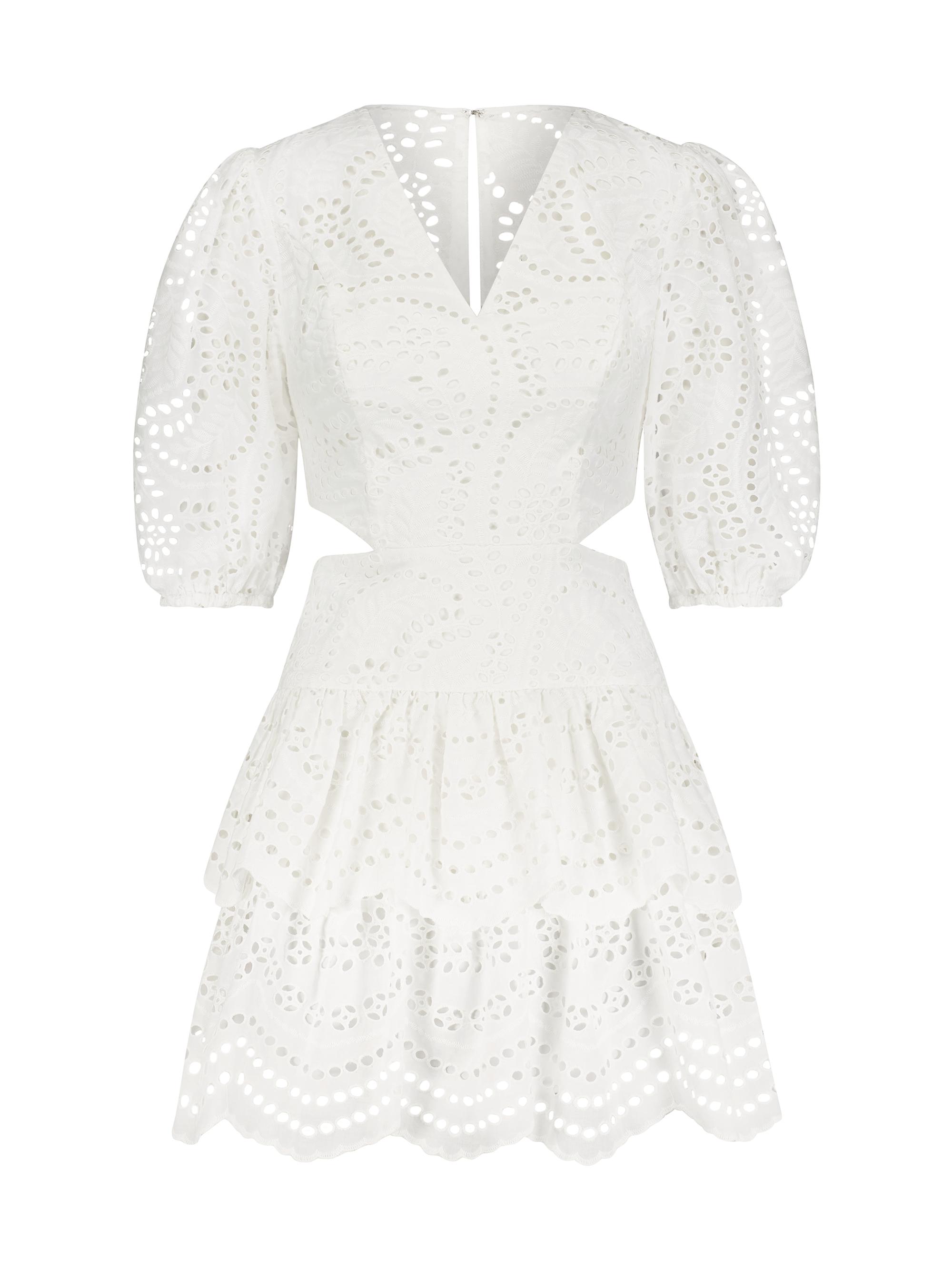 BCBGMAXAZRIA Women's Eyelet Lace Fit-&-Flare Cocktail Dress - Off White