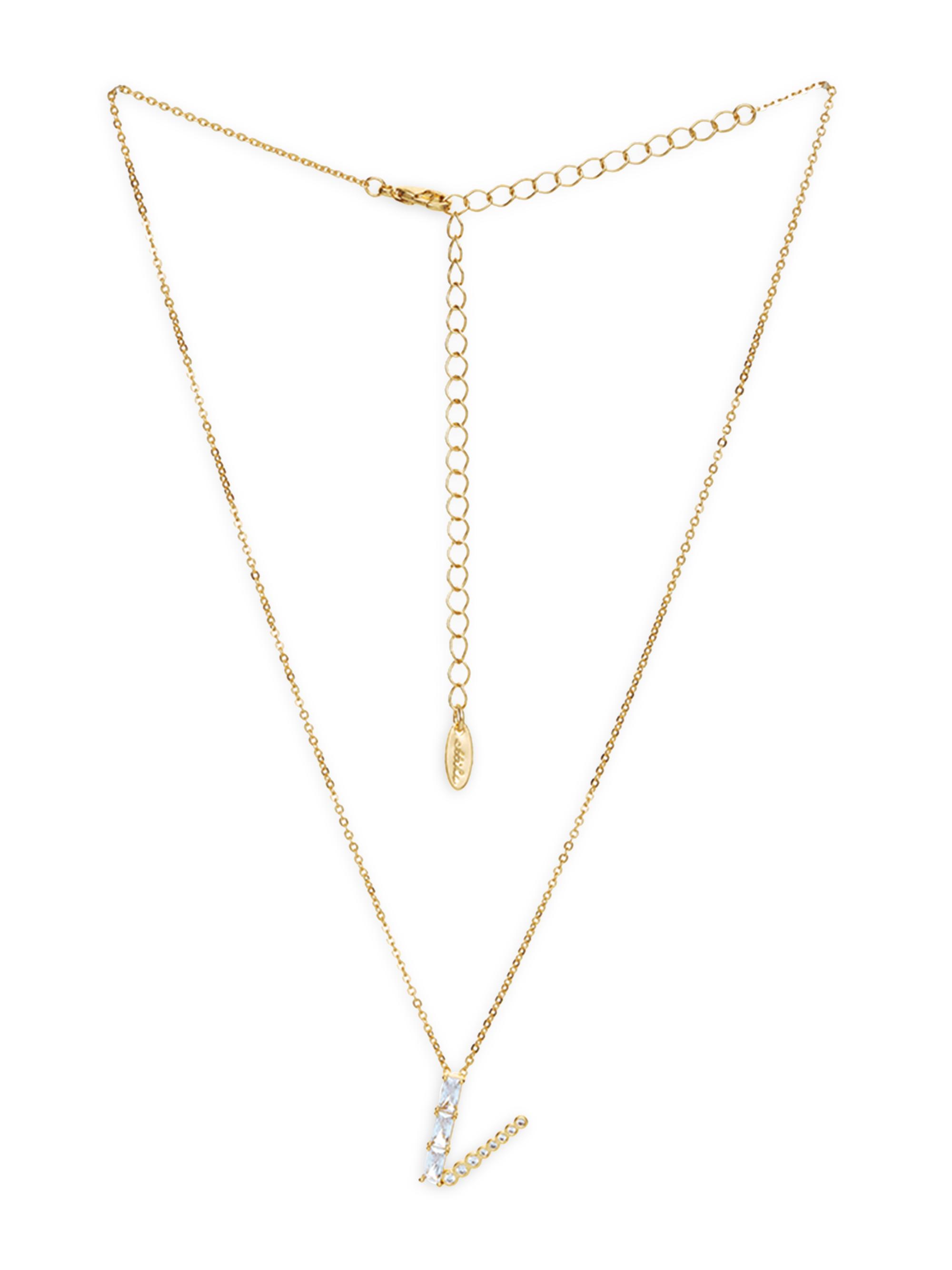 Ettika Women's Mixed Crystal Initial 18K Gold-Plated Necklace - Initial V