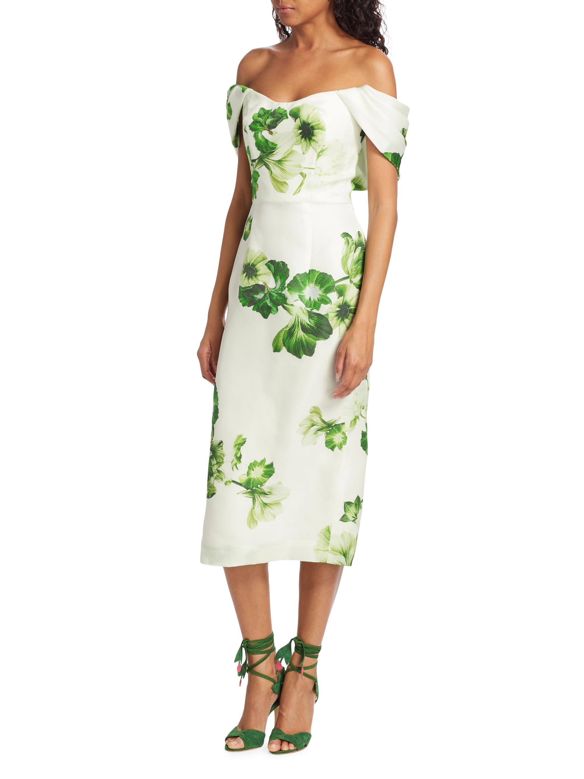 knee length dresses for ladies Off The Shoulder Mikado Gown 18 / Lapis