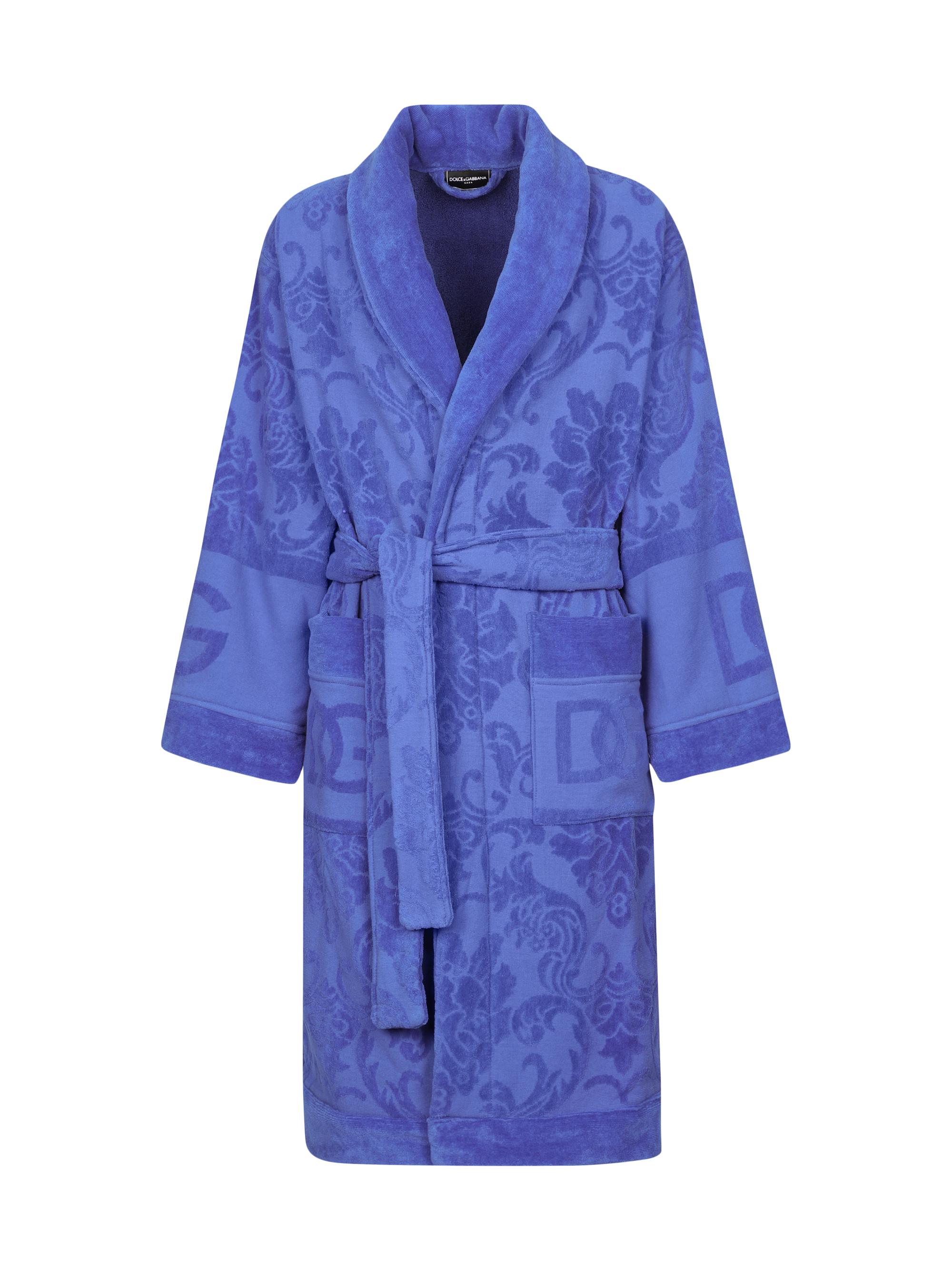 Dolce & Gabbana Men's Jacquard Logo Bath Robe - Blue | Thumbnail 3