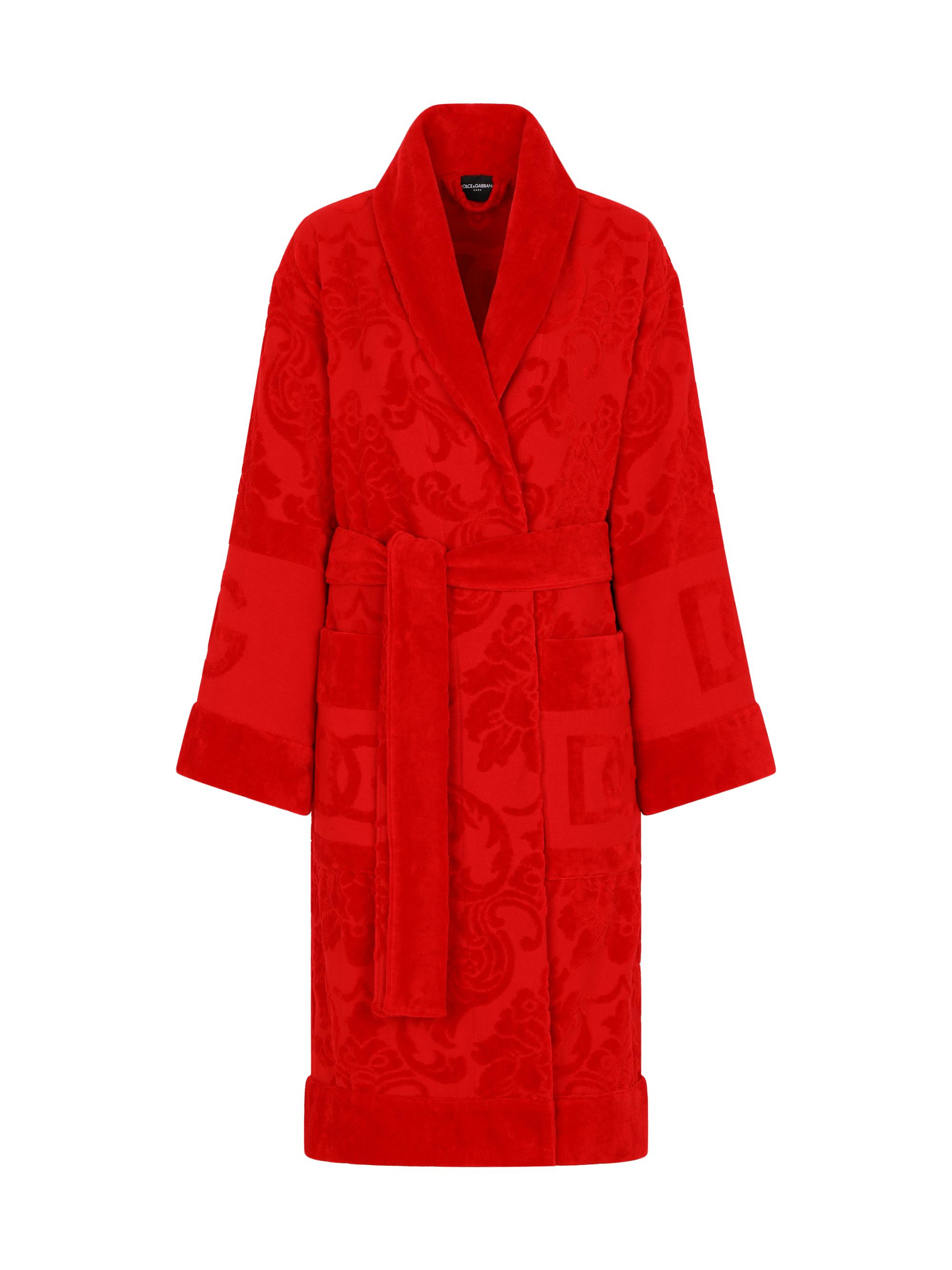 Dolce & Gabbana Men's Jacquard Logo Bath Robe - Red