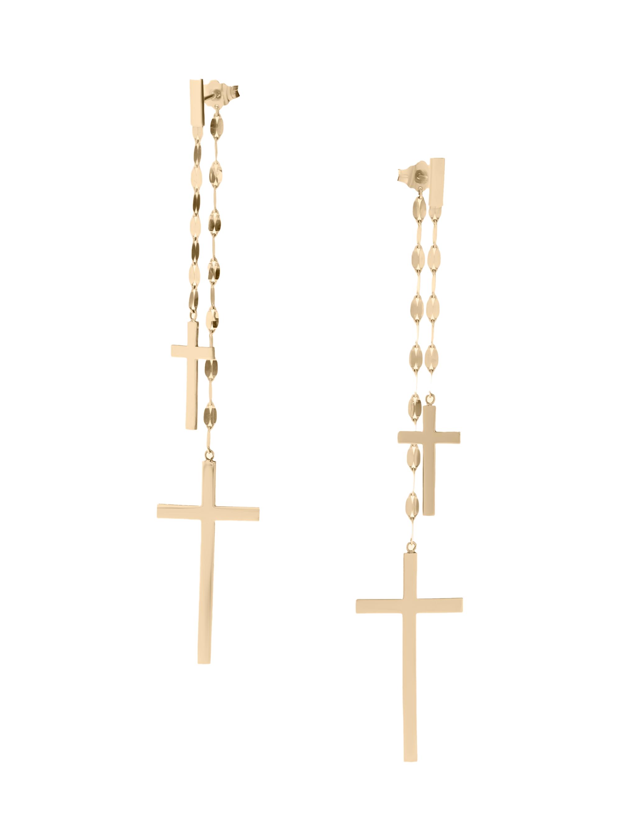 Lana Women's Mega Gloss Blake 14K Yellow Gold Double-Cross Drop Earrings - Yellow Gold