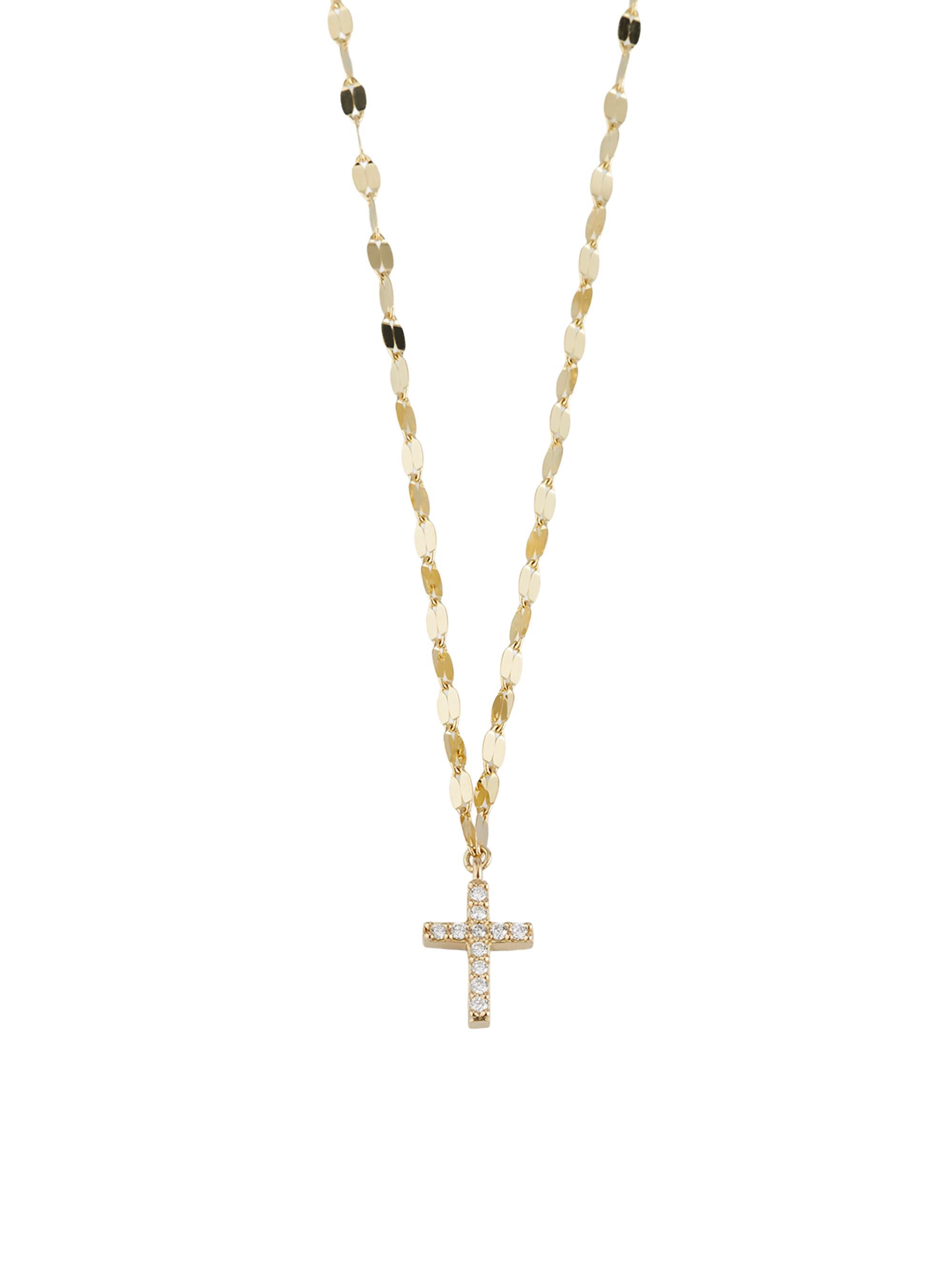 Lana Women's Flawless 14K Yellow Gold & 0.06 TCW Diamond Mini Cross Pendant Necklace - Yellow Gold