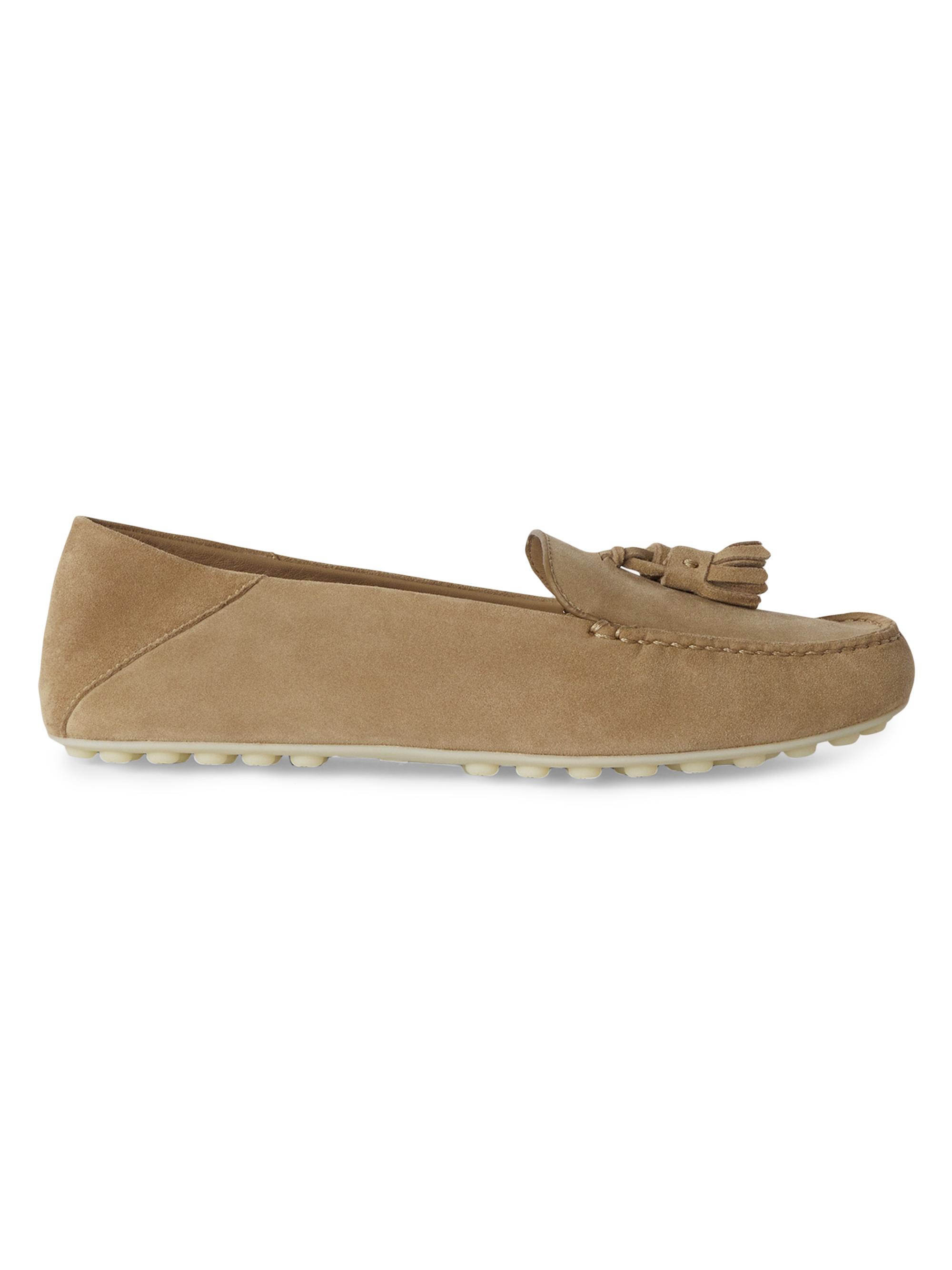 Loro Piana Women's Dot Sole Leather Moccasin Loafers - Cashew