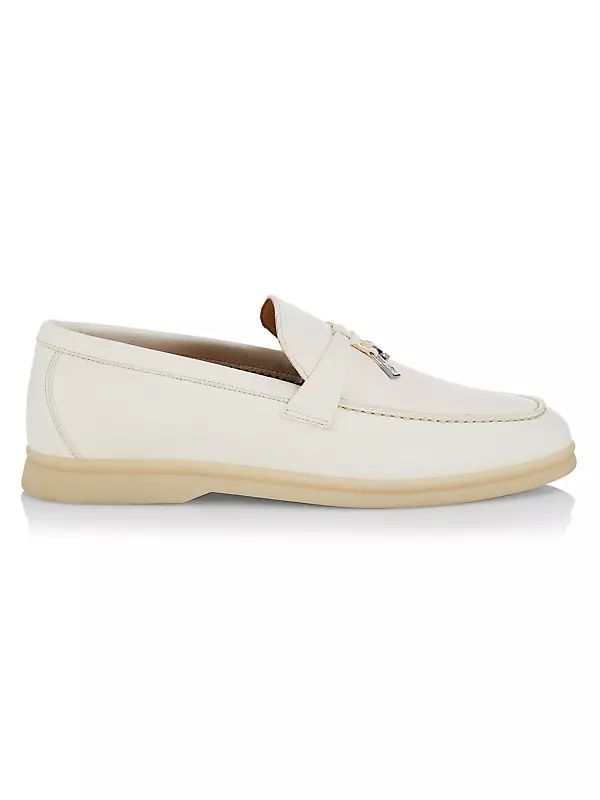 Shop Loro Piana Summer Charms Walk Leather Loafers