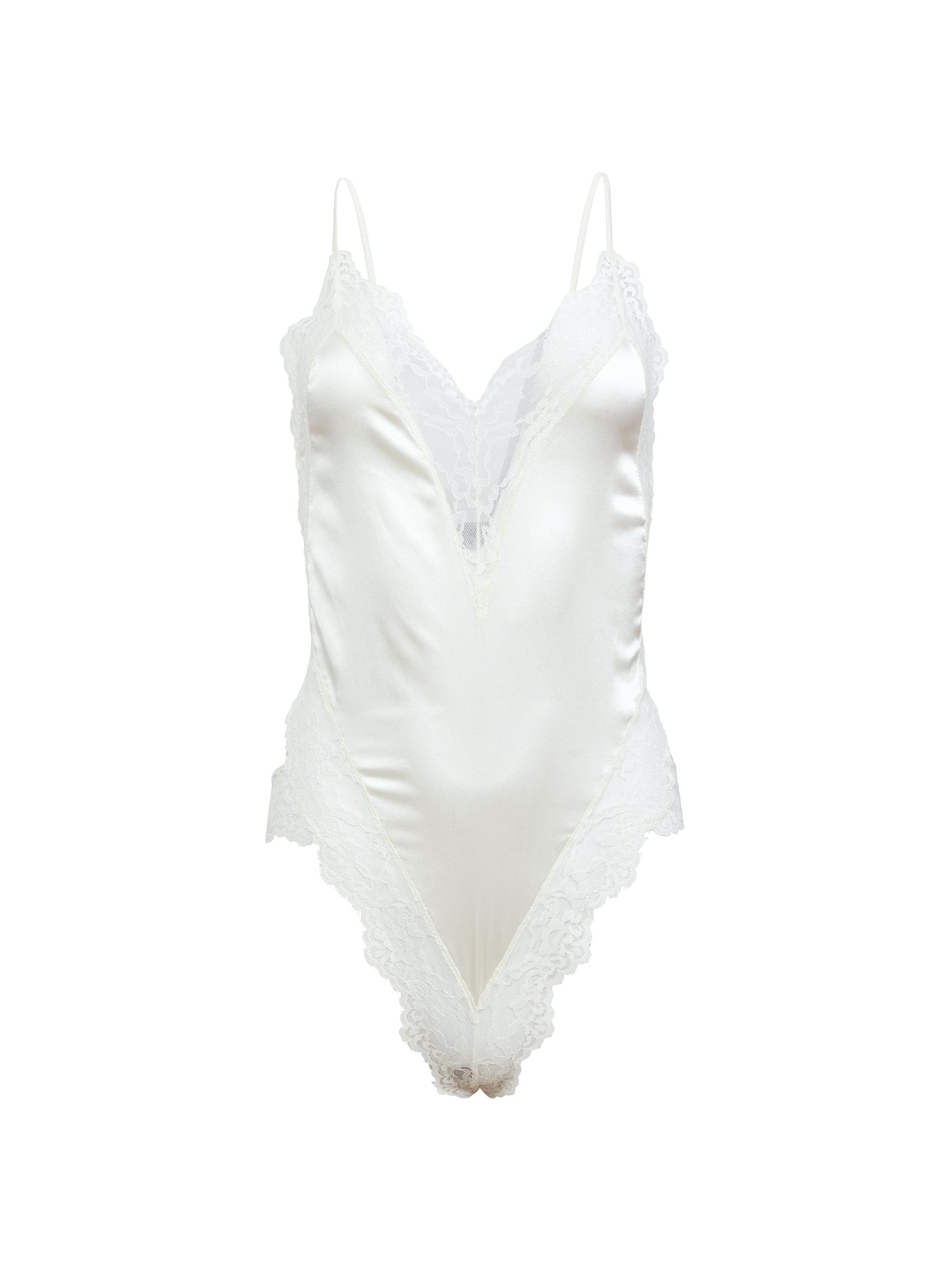 Fleur du Mal Lace-Trim Stretch-Silk Teddy | Saks Fifth Avenue