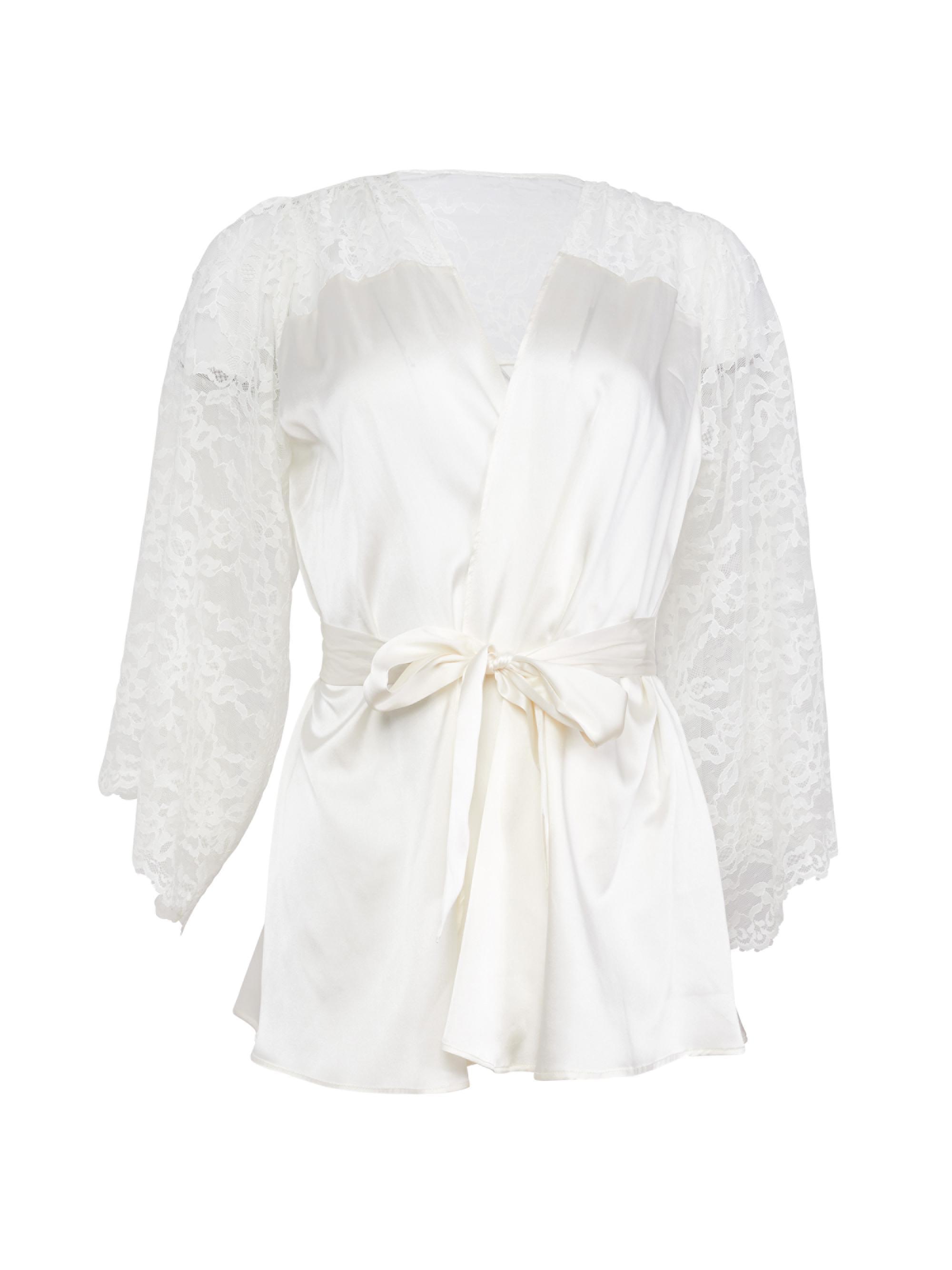 Fleur du Mal Women's Silk & Lace Short Robe -