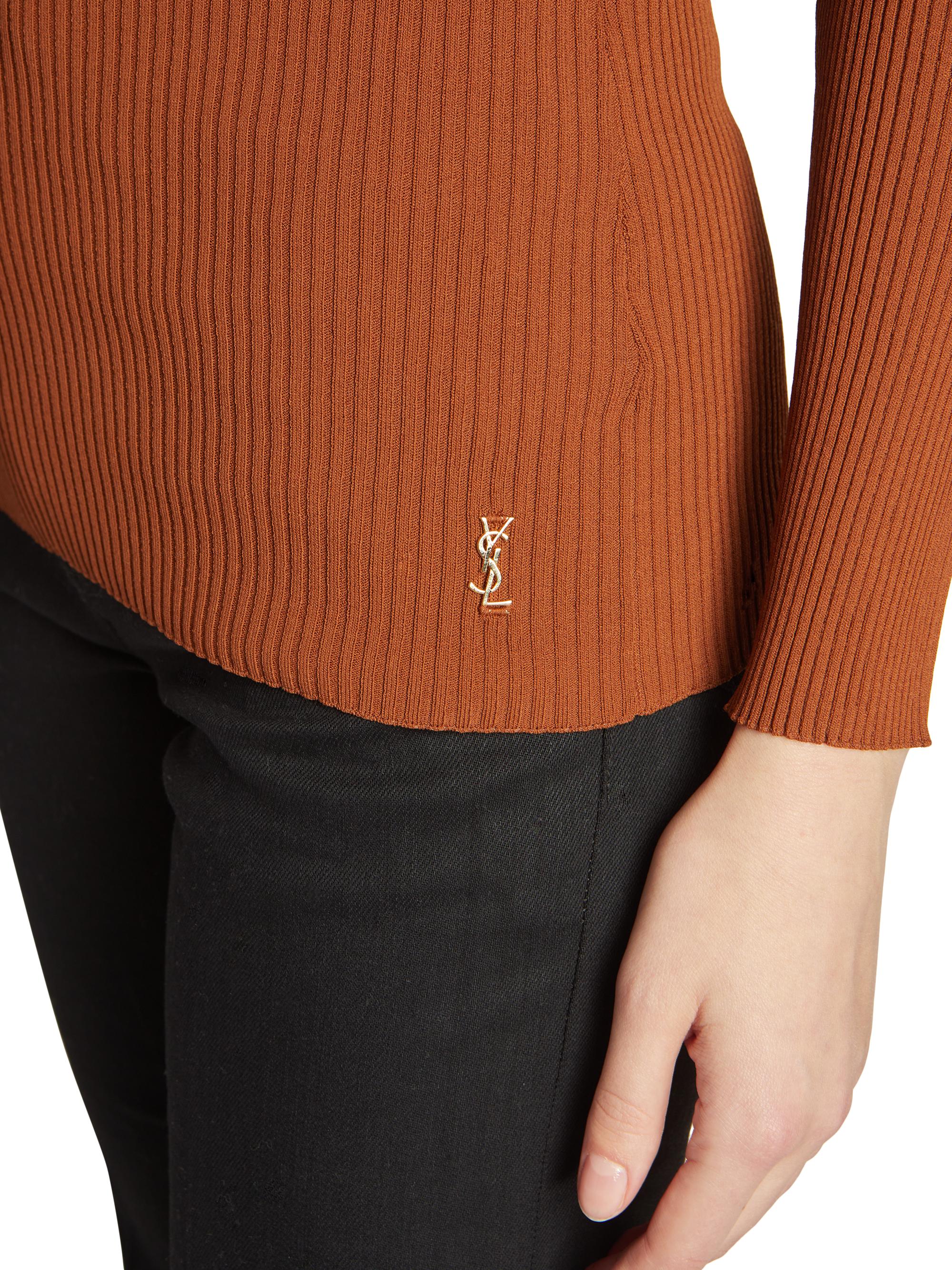 Saint Laurent Monogram Top In Ribbed Crepe Viscose | Saks Fifth Avenue
