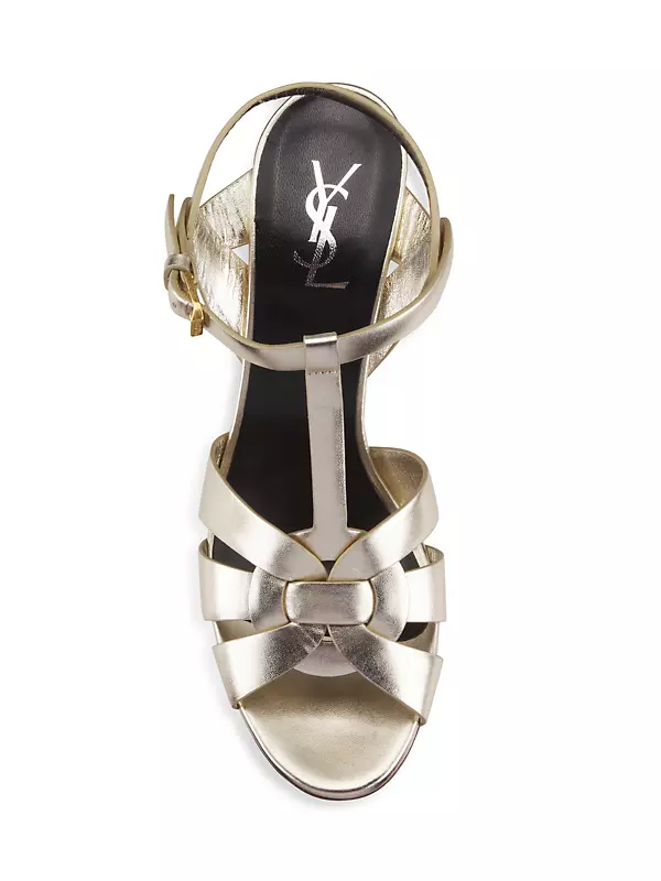 Shop Saint Laurent Tribute Metallic Leather Sandals | Saks Shop Saint Laurent Tribute Metallic Leather Sandals | Saks