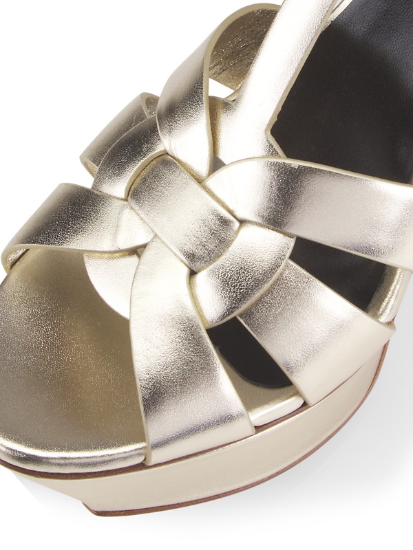 Shop Saint Laurent Tribute Metallic Leather Sandals | Saks Shop Saint Laurent Tribute Metallic Leather Sandals | Saks