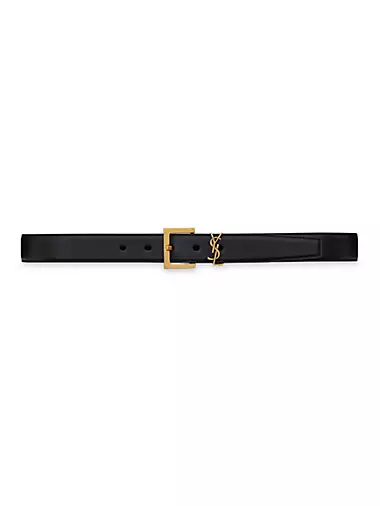 Cassandre Belt with Square Buckle in Grained Leather