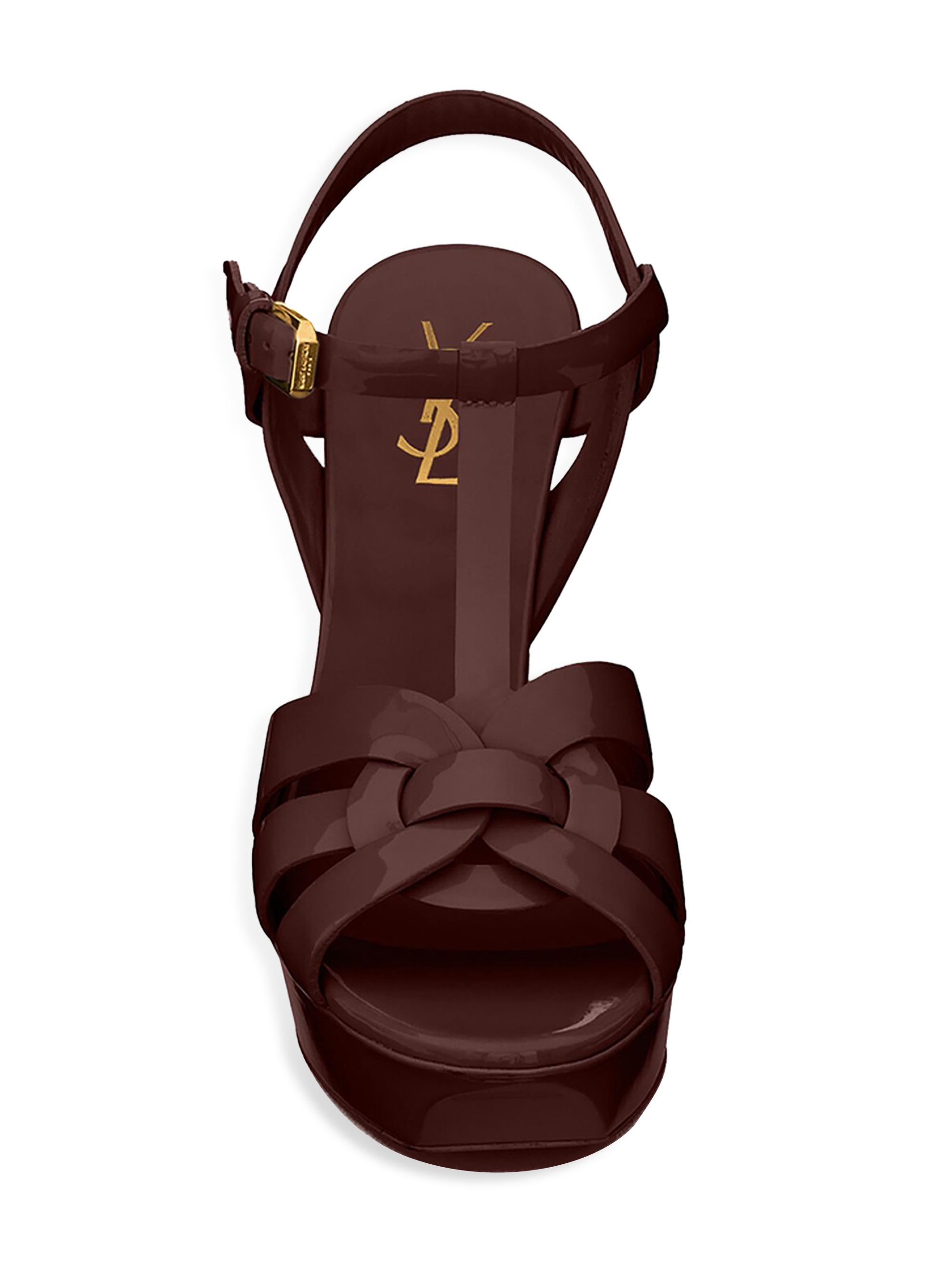 Saint Laurent Tribute Platform Sandals in Patent Leather | Saks