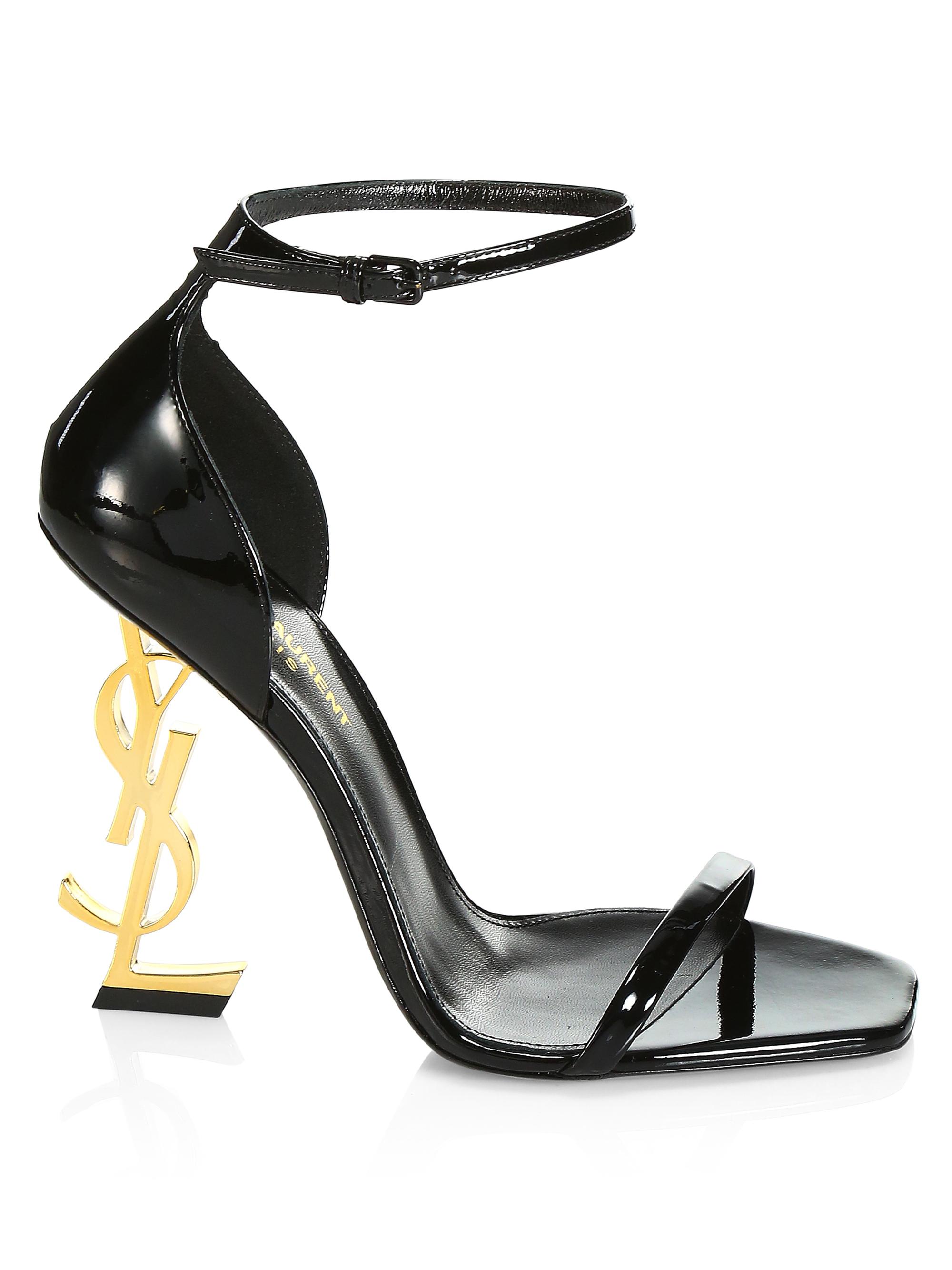 Saint Laurent Women's Opyum Patent Leather Sandals - Nero