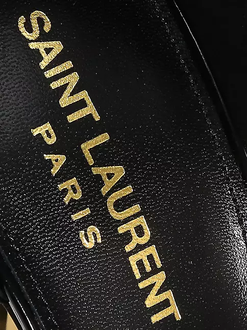 Saint Laurent Metallic Rose Gold Leather Logo Espadrille Flats Size 39 Saint  Laurent Paris