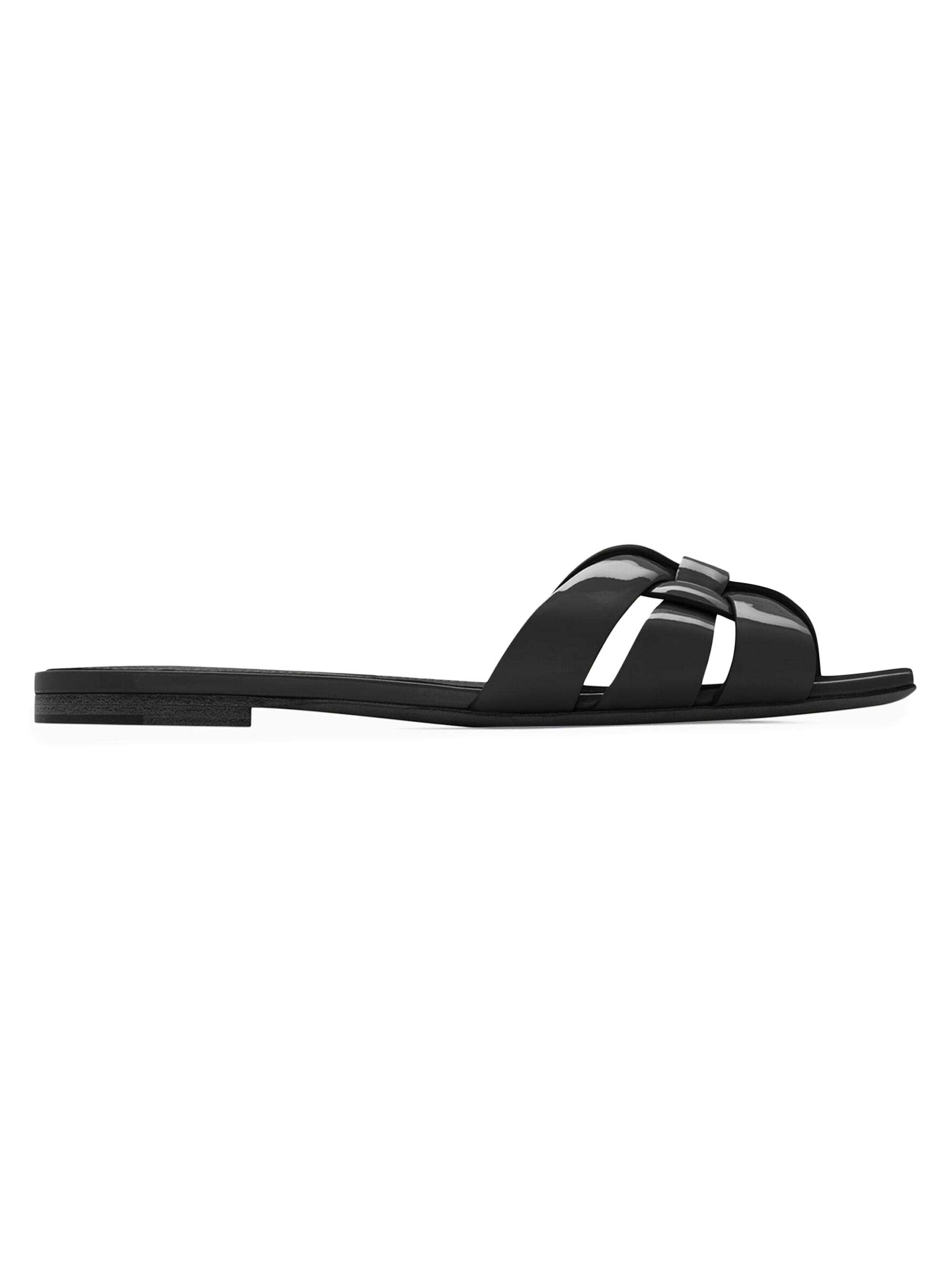Saint Laurent Women's Tribute Mules in Patent Leather - Black