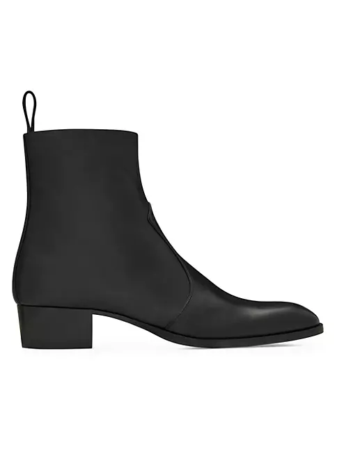 Shop Saint Laurent Wyatt Zipped Boots In Smooth Leather | Saks