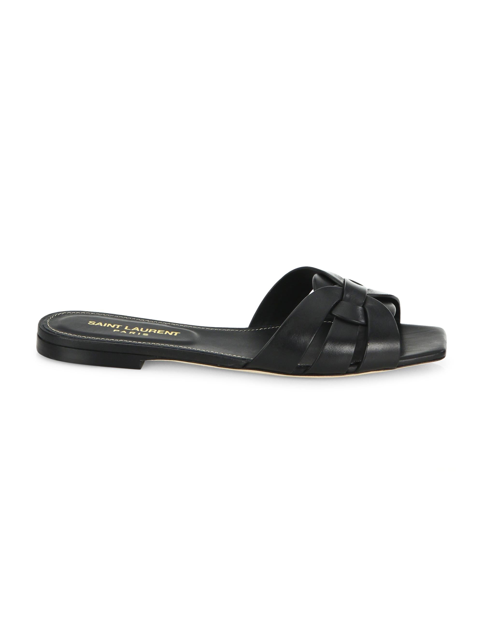Saint Laurent Women's Tribute Mules in Smooth Leather - Nero