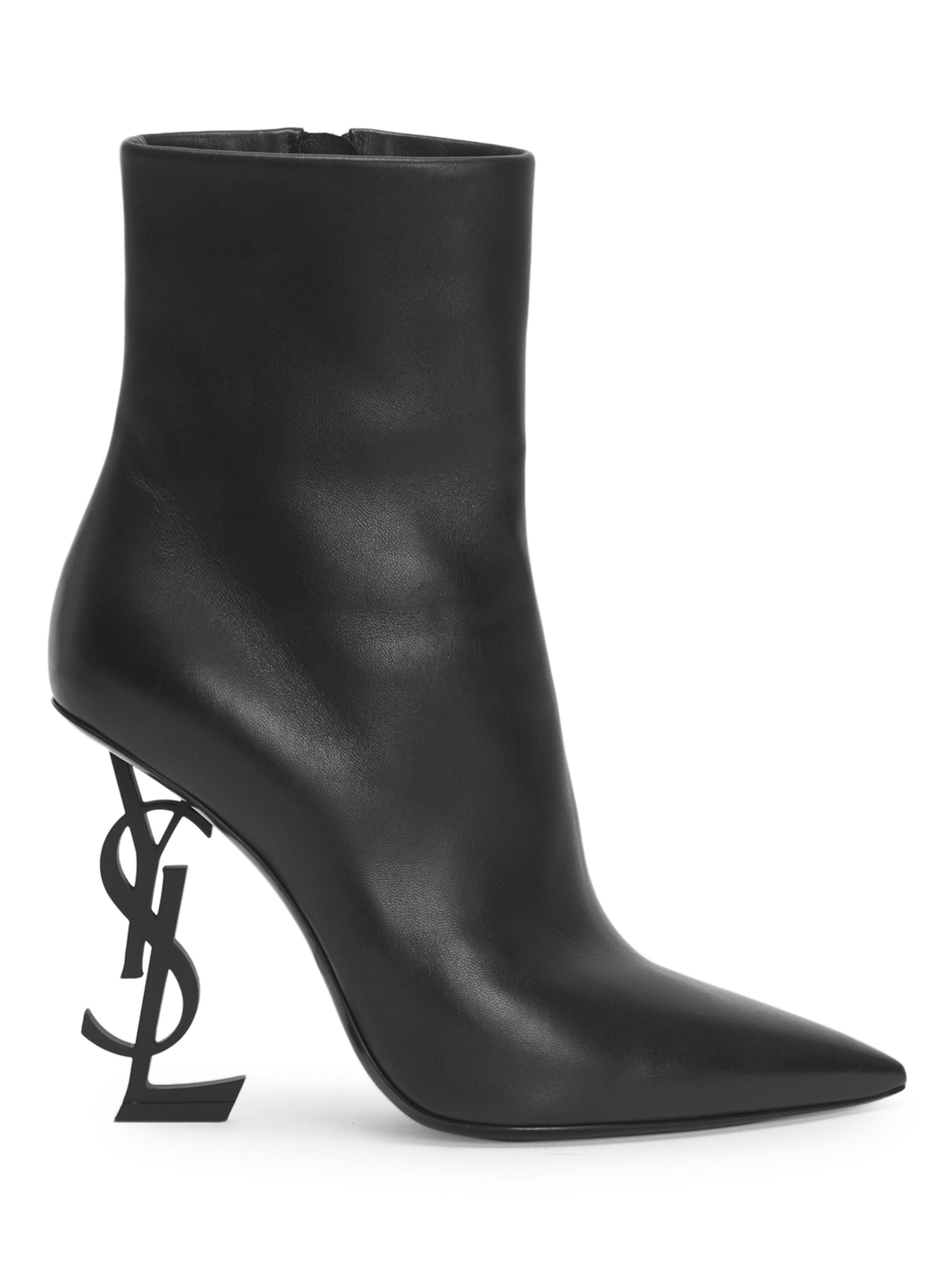 Saint Laurent Women's Opyum Leather Booties - Nero