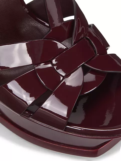 Saint Laurent Tribute Platform Sandals in Patent Leather - Red - Women - 9