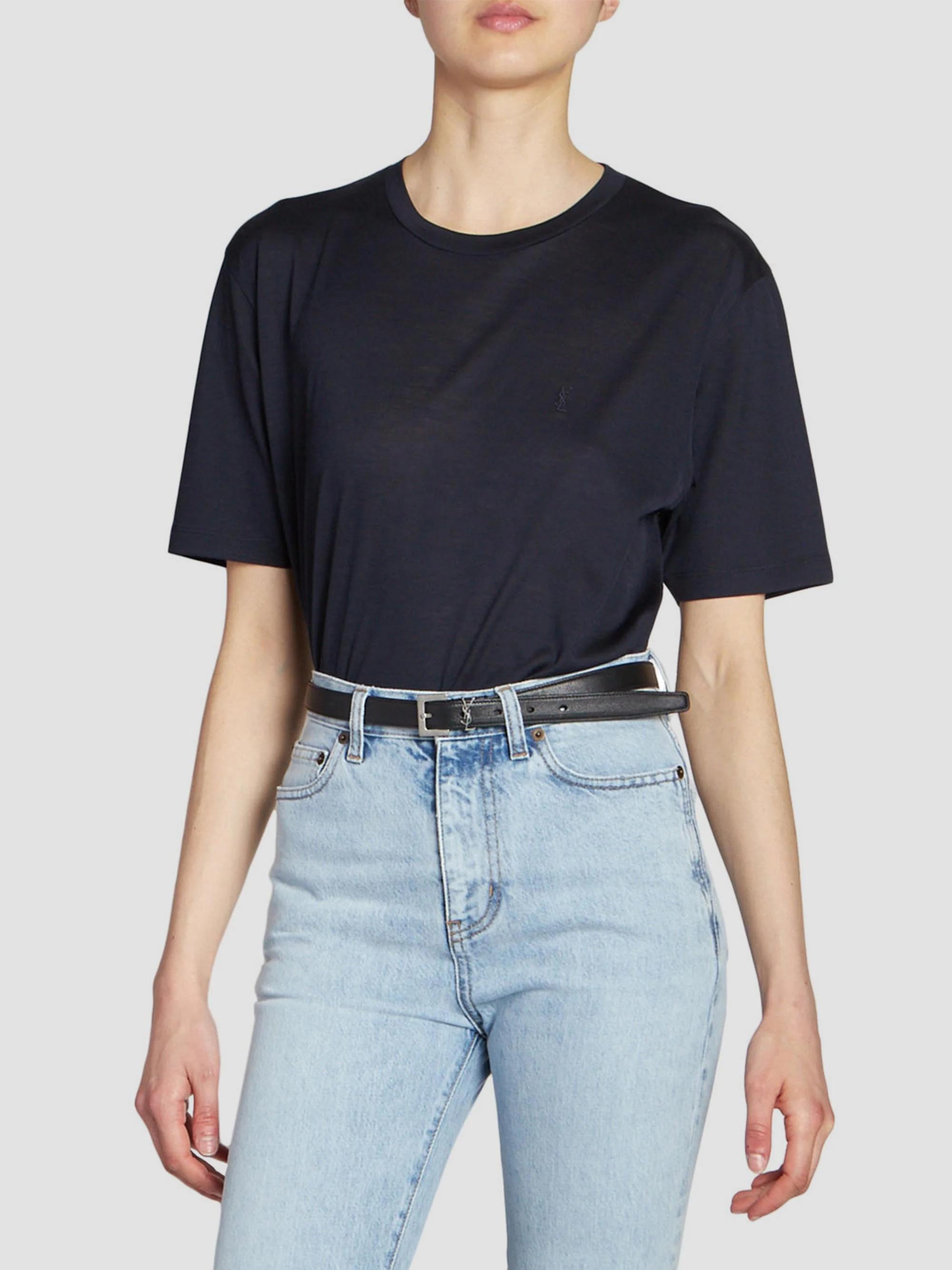 Yves Saint Laurent Cassandre Belt with Square Buckle in Smooth Leather size 8 Saint Laurent Cassandre Thin Belt with Square Buckle in  main image 2