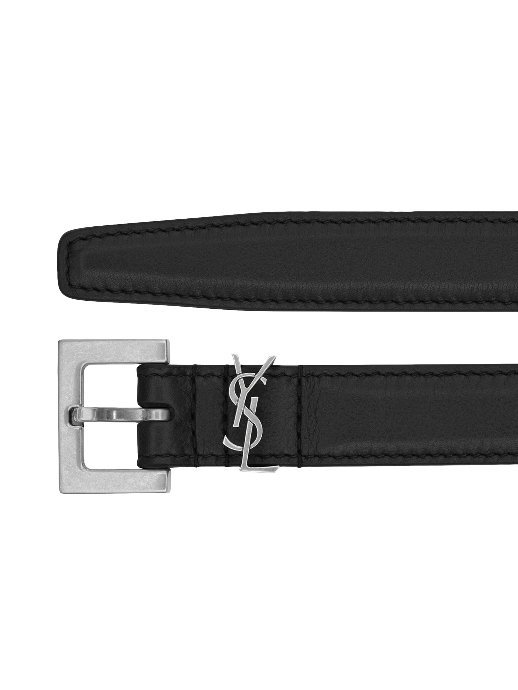 Saint Laurent Cassandre Thin Belt with Square Buckle in Smooth Leather |  Saks Fifth Avenue