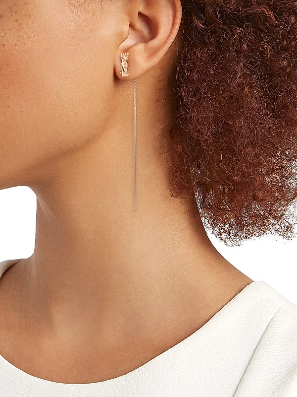 Shop Saint Laurent Opyum Threader Metal Earrings | Saks Shop Saint Laurent Opyum Threader Metal Earrings | Saks