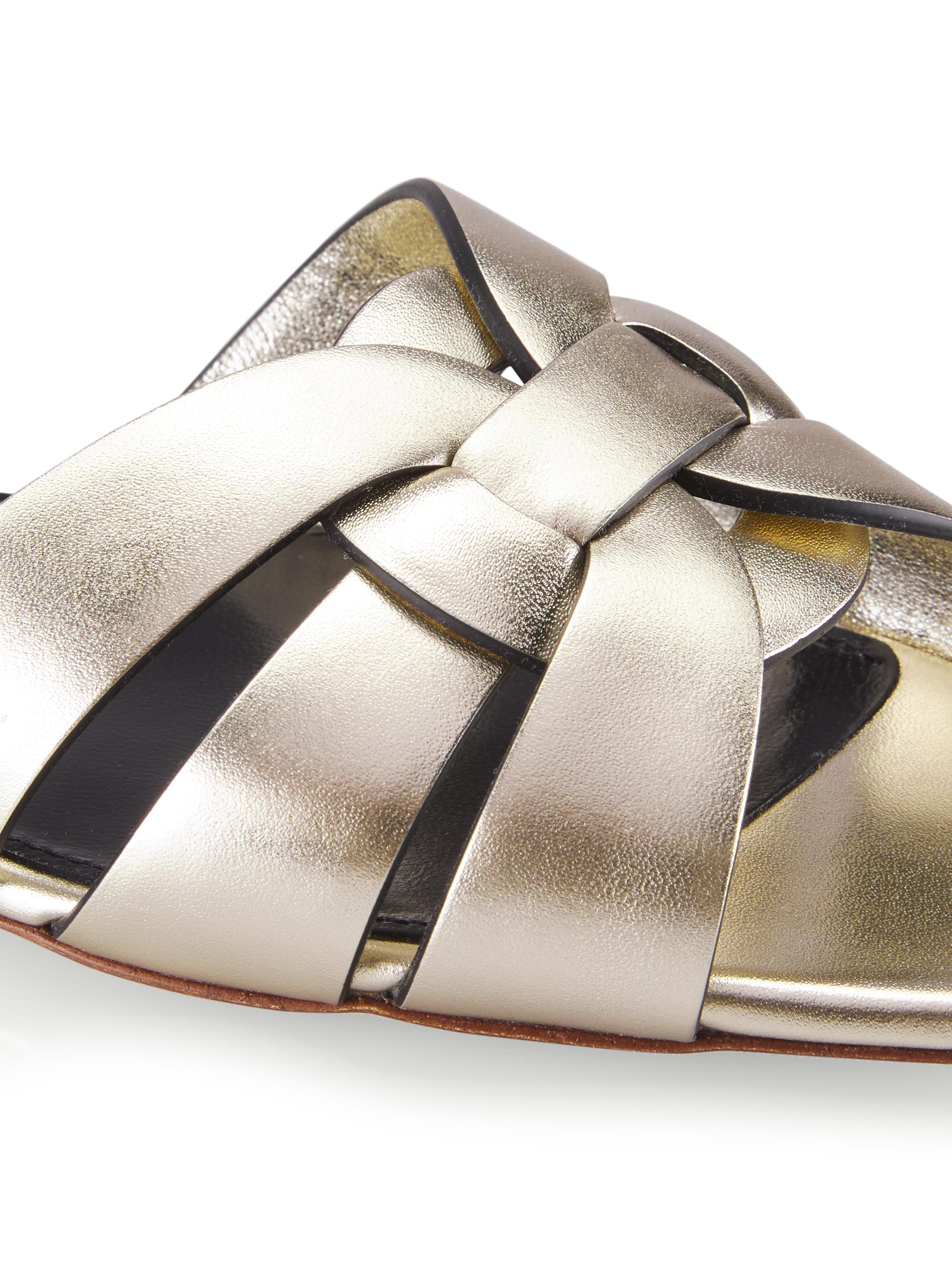 Saint Laurent Tribute Metallic Leather Slides Saks Fifth Avenue