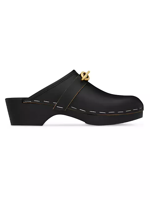 Chanel Shoe Size 40 Black & Beige Fur Wooden Detail Goldtone Hardware Mule Clogs