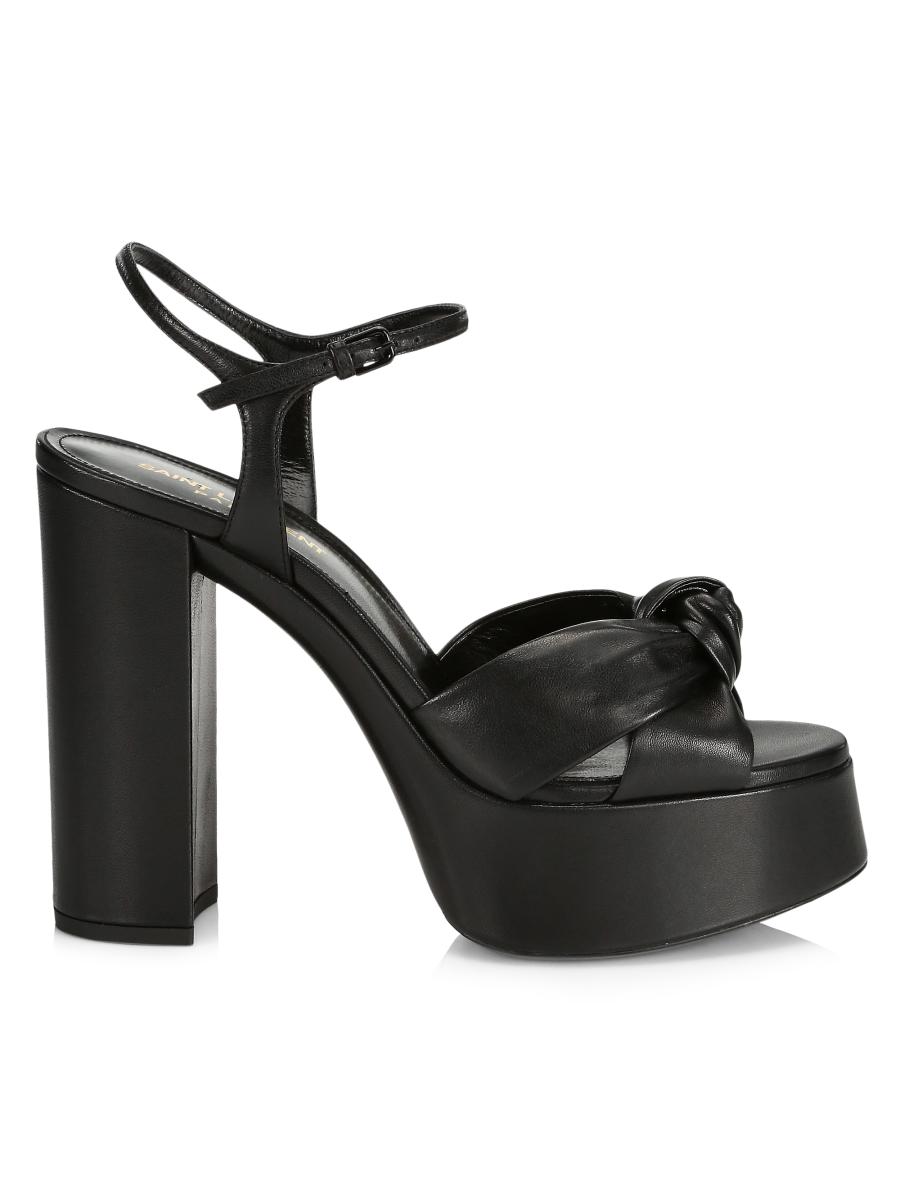 SAINT LAURENT PARIS ITALY製 Bianca Knot Saint Laurent Bianca Knotted Leather Platform Sandals | Saks