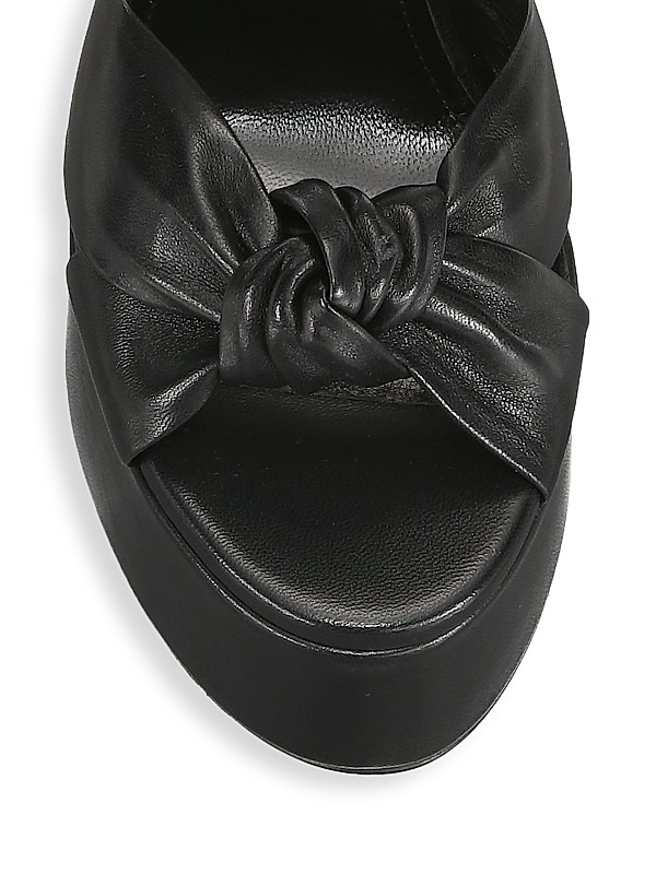 Shop Saint Laurent Bianca Knotted Leather Platform Sandals Shop Saint Laurent Bianca Knotted Leather Platform Sandals