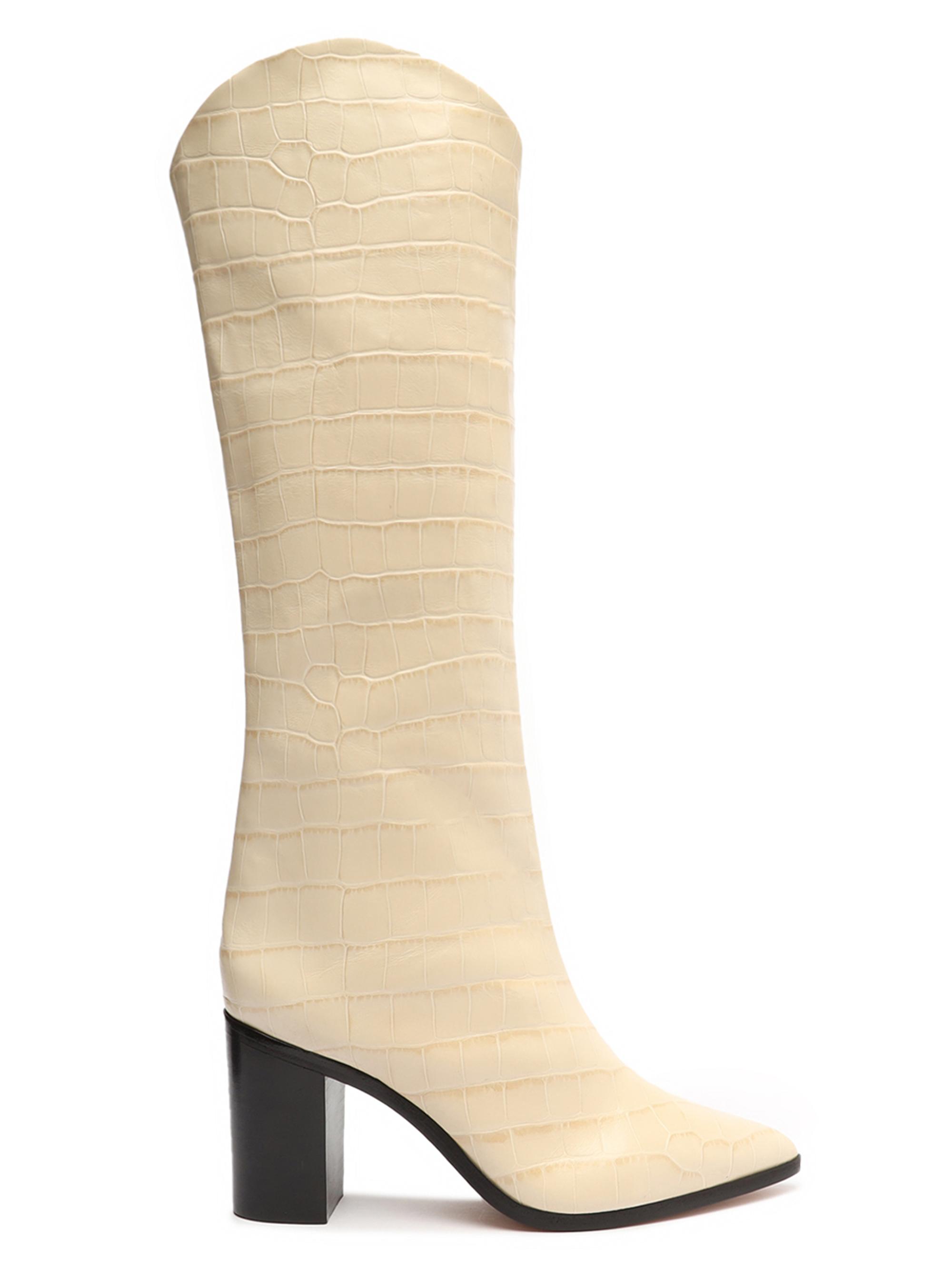 Schutz Women's Maryana Croc-Embossed Leather Boots - White