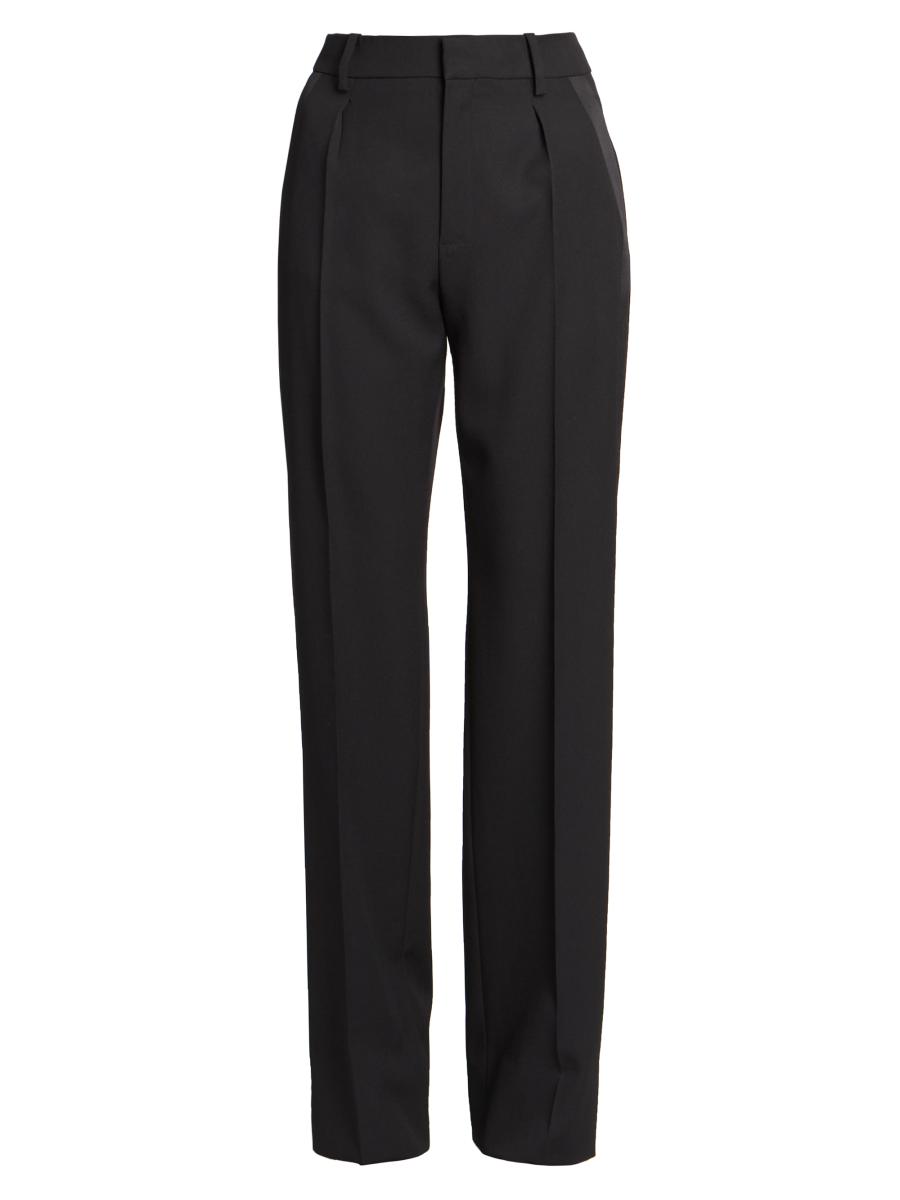 Saint Laurent High-Waisted Tuxedo Pants in Grain De Poudre