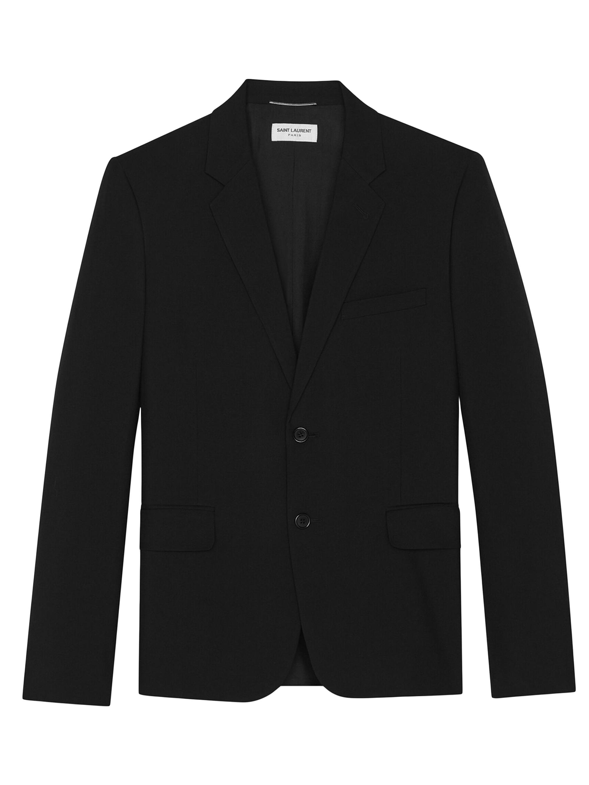 Saint Laurent Men's Single-breasted Jacket In Gabardine Noir