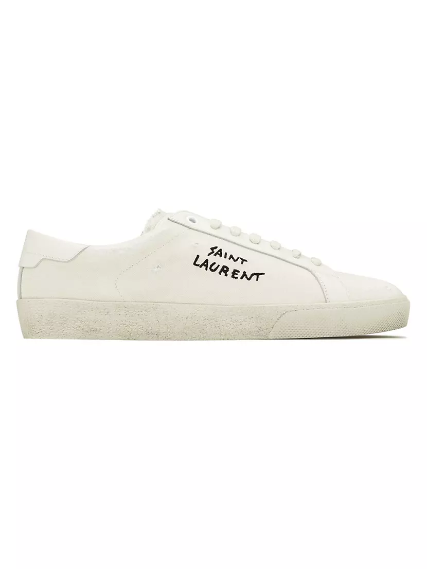 Court Classic Logo-Embroidered Leather Sneakers