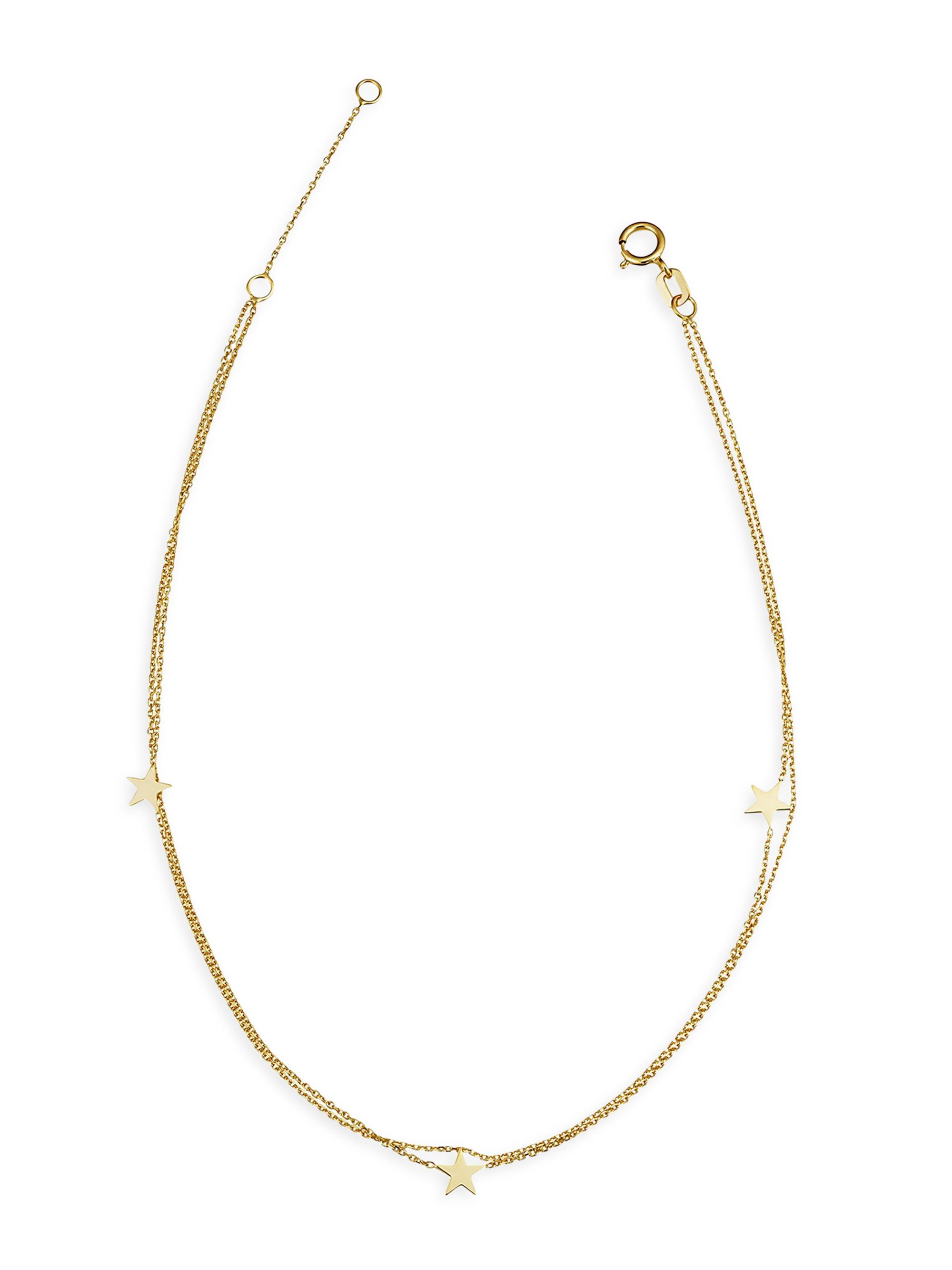 Oradina Women's 14K Yellow Solid Gold Starry-Eyed Anklet - Yellow Gold
