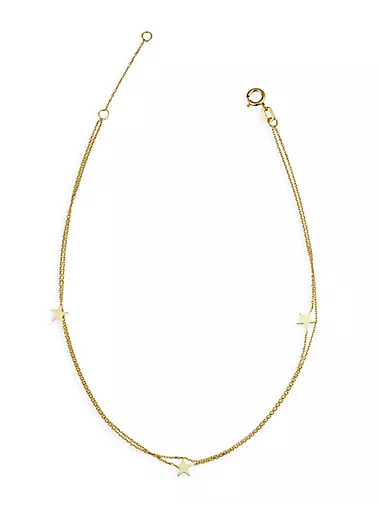 14K Yellow Solid Gold Starry-Eyed Anklet