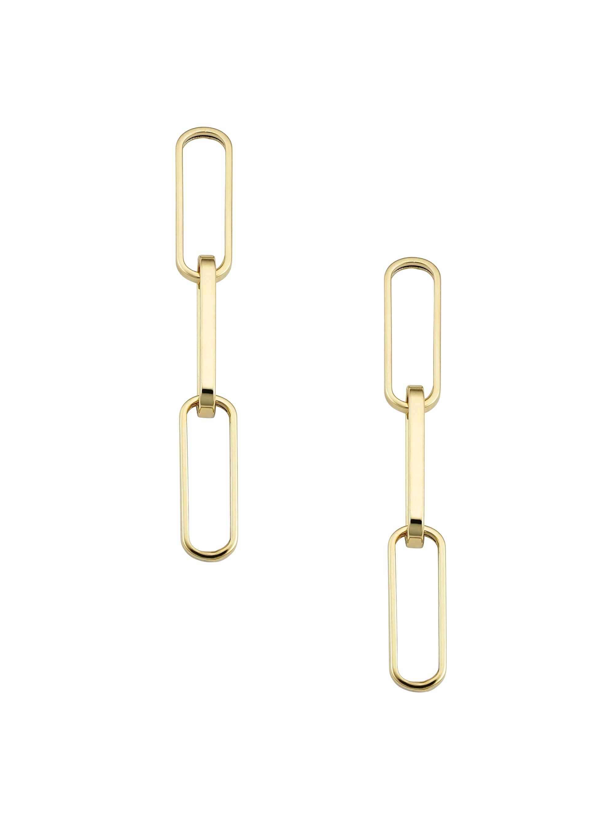 Oradina Women's 14K Yellow Solid Gold Venice Link Bold Drop Earrings - Yellow Gold
