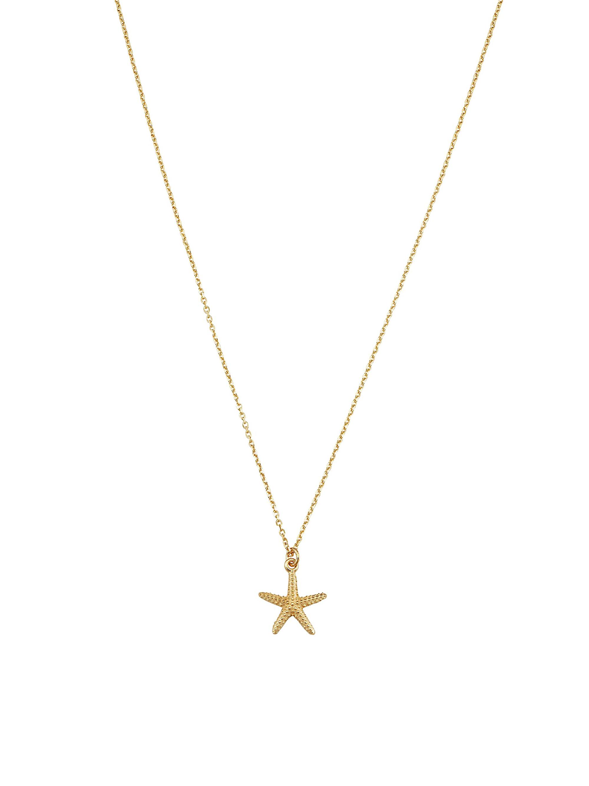 Oradina Women's 14K Yellow Solid Gold Starfish Pendant Necklace - Yellow Gold