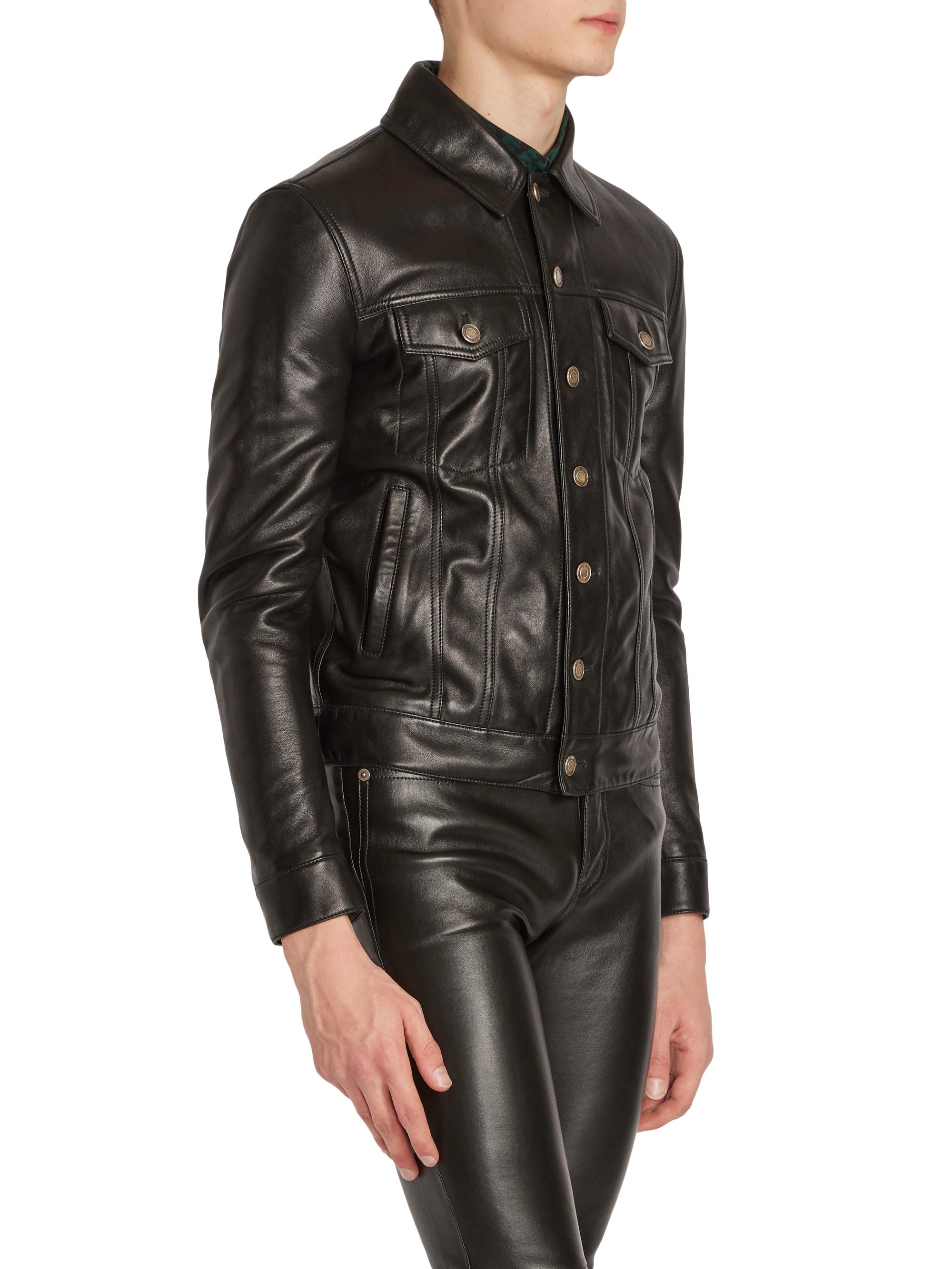 Saint Laurent Lambskin Denim Jacket | Saks Fifth Avenue