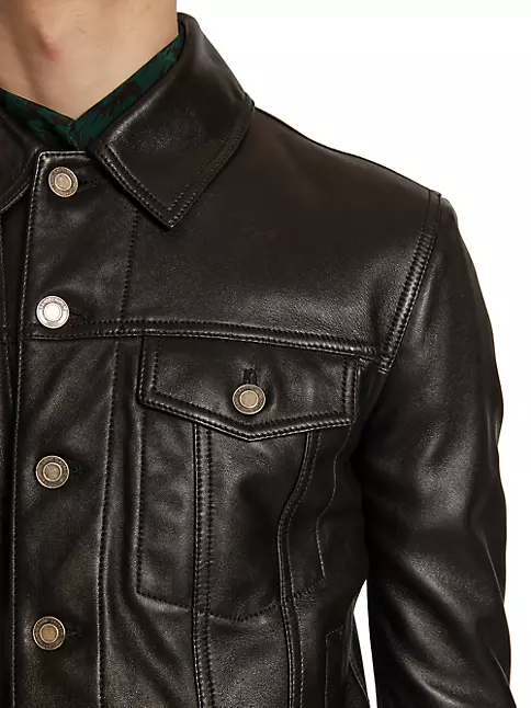 Saint Laurent Men's Leather Baguette - Black - Messenger