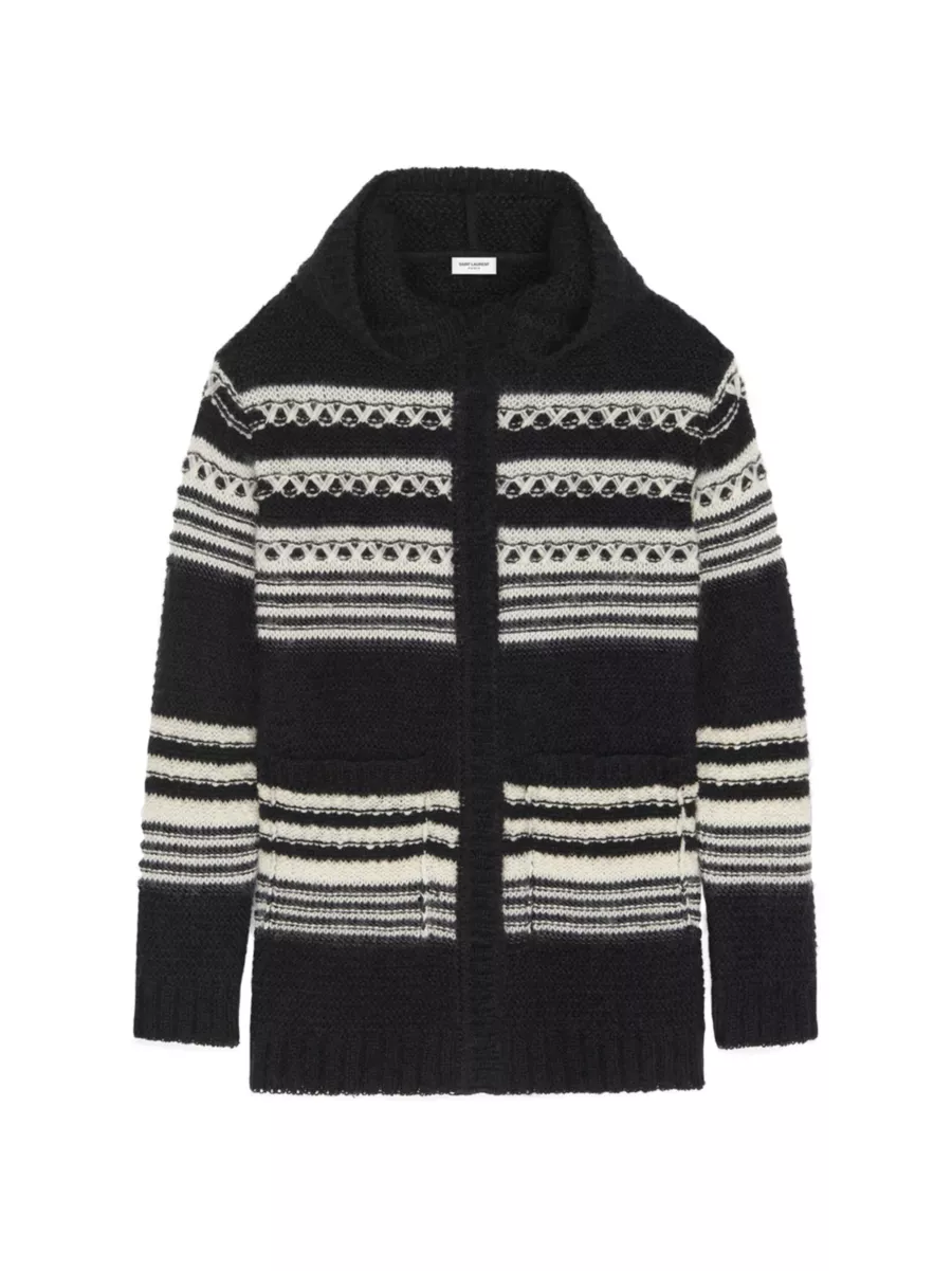 Shop Saint Laurent Baja Cardigan In Striped Mohair | Saks Shop Saint Laurent Baja Cardigan In Striped Mohair | Saks