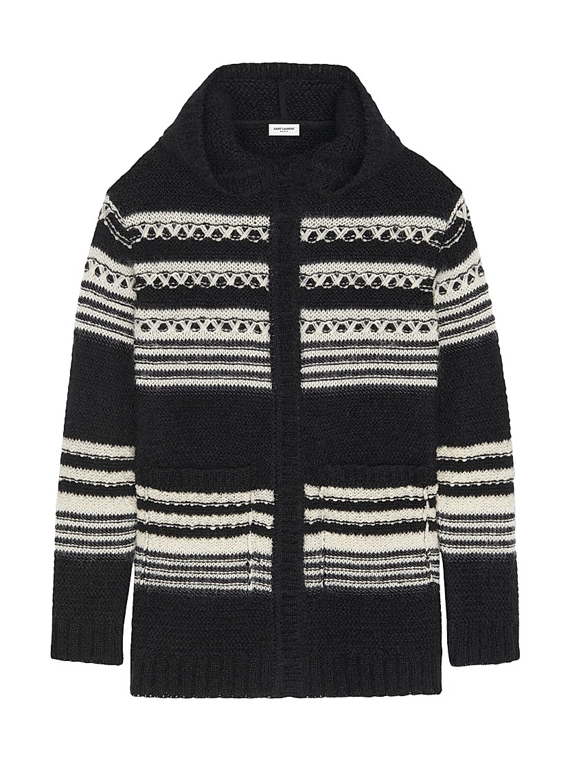 Shop Saint Laurent Baja Cardigan In Striped Mohair | Saks Shop Saint Laurent Baja Cardigan In Striped Mohair | Saks