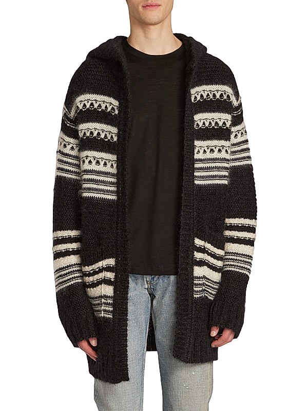 Shop Saint Laurent Baja Cardigan In Striped Mohair | Saks Shop Saint Laurent Baja Cardigan In Striped Mohair | Saks