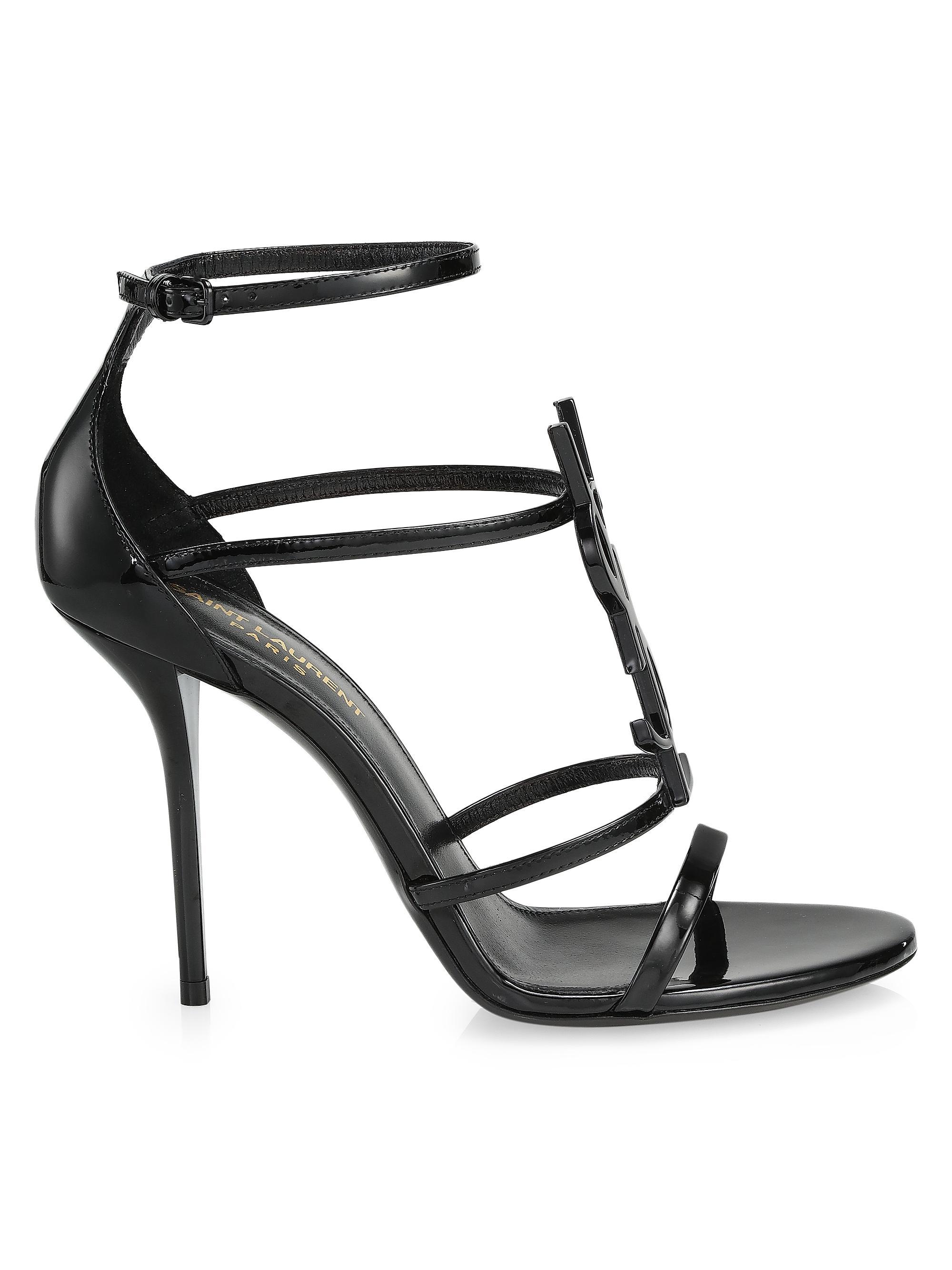Saint Laurent Women's Cassandra Leather Sandals - Black