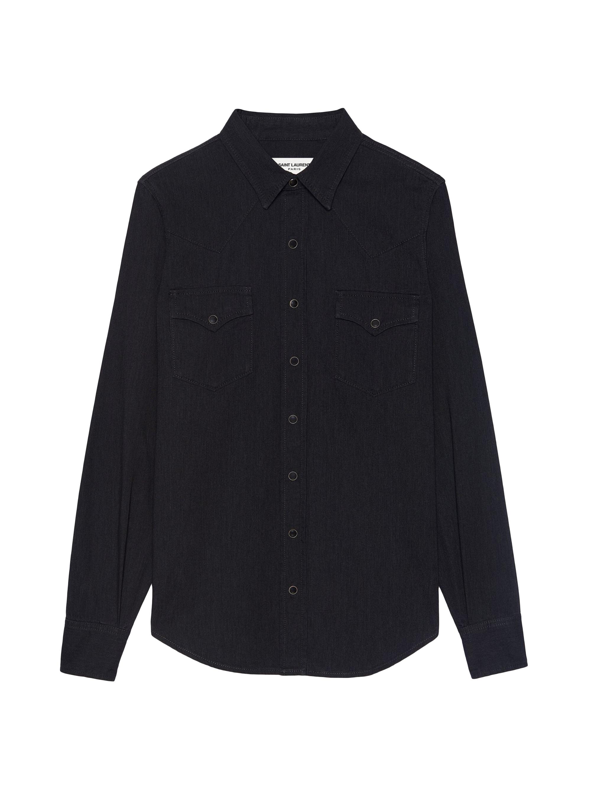 Saint Laurent Western Shirt In Black Rinse Denim | Saks Fifth Avenue
