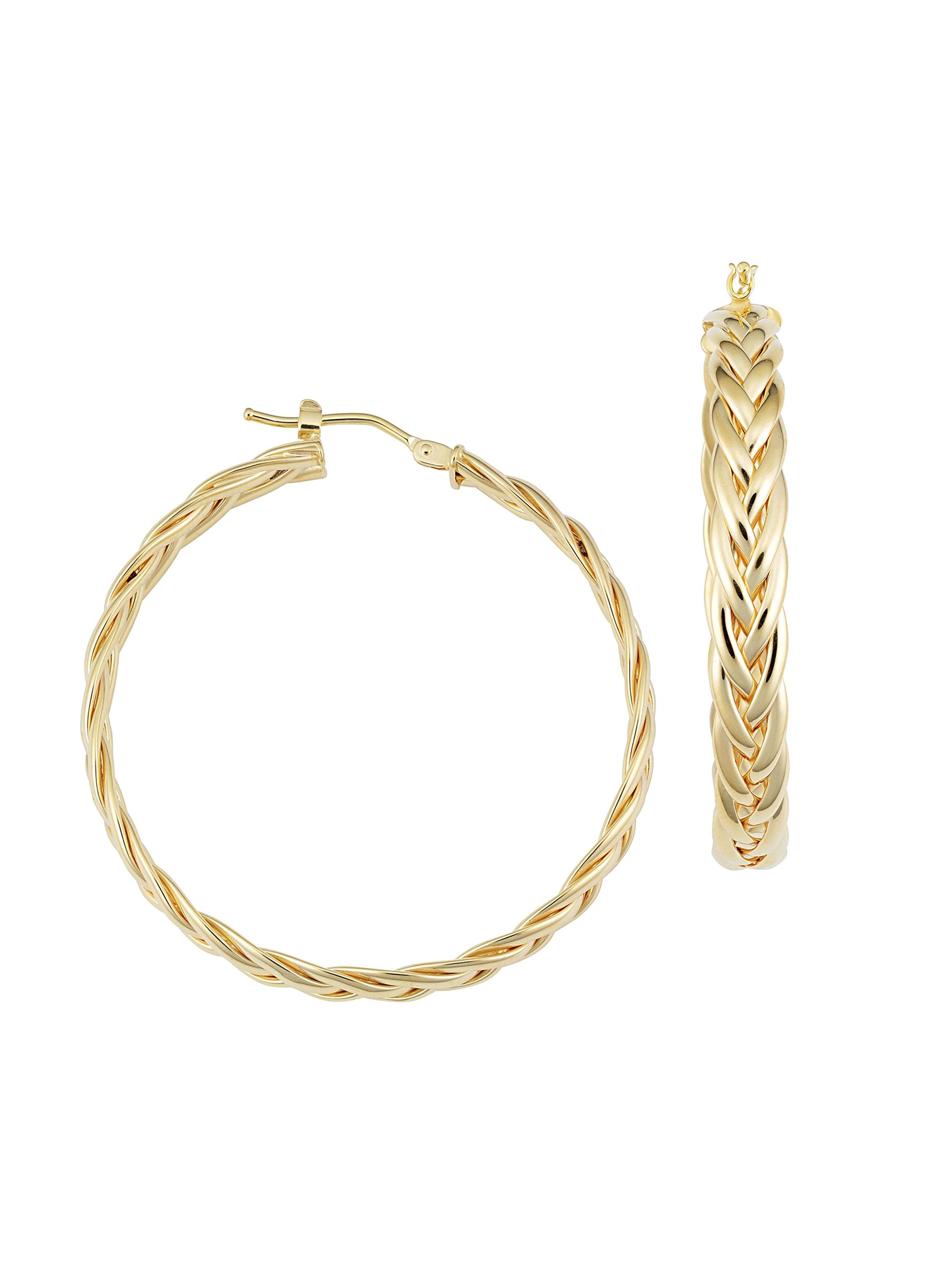 Oradina Women's 14K Yellow Solid Gold Caesar Hoops - Yellow Gold