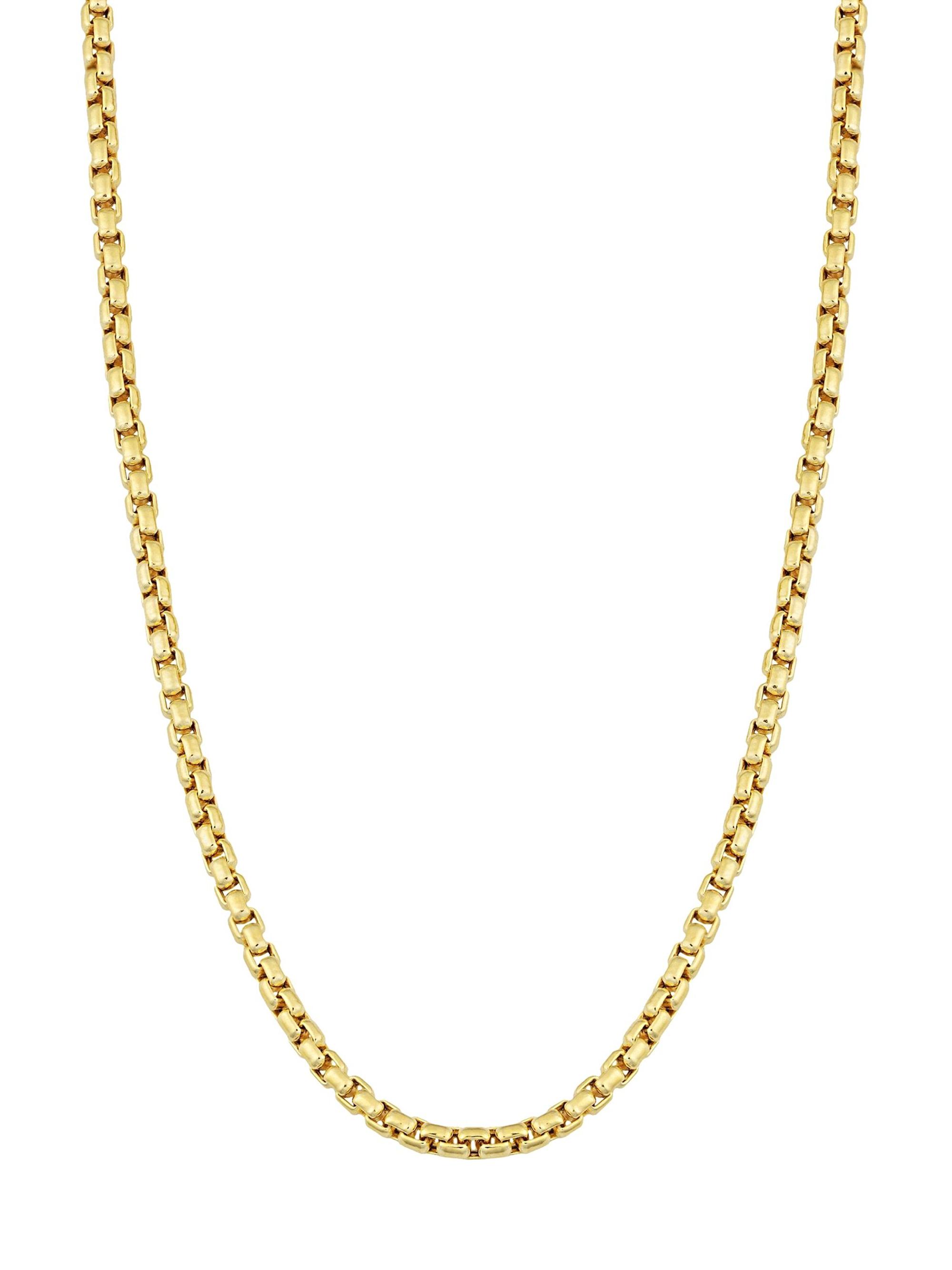 Oradina Men's 14K Yellow Solid Gold Round Bodega Box Chain - Yellow Gold
